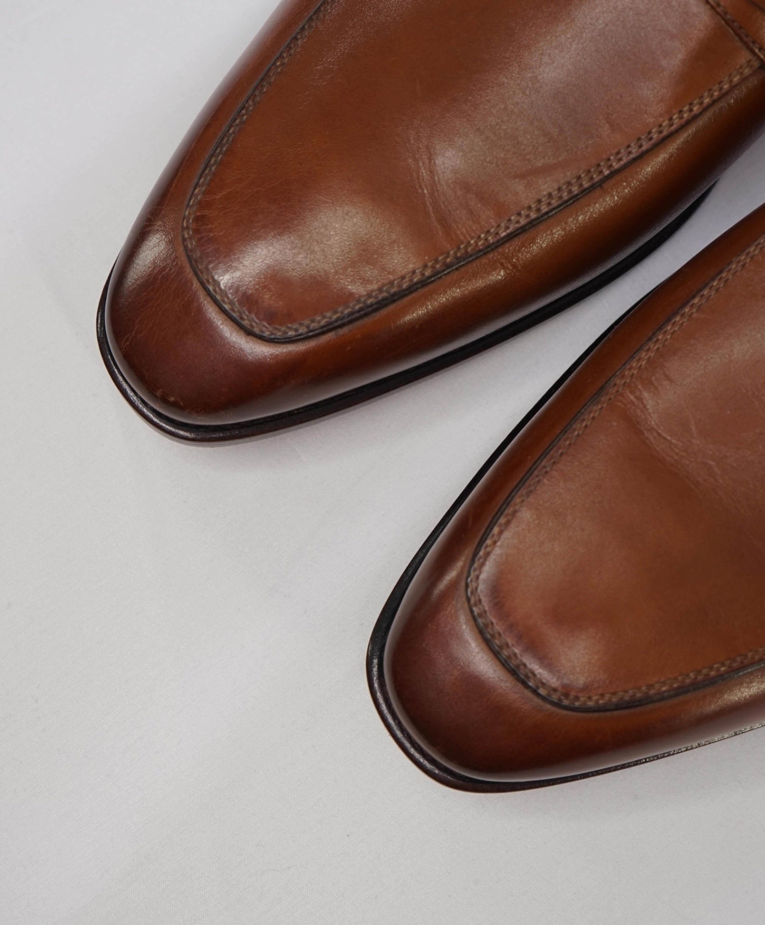 Salvatore Ferragamo TRAMEZZA Solid Brown Loafers Leather Footwear 10.5 B