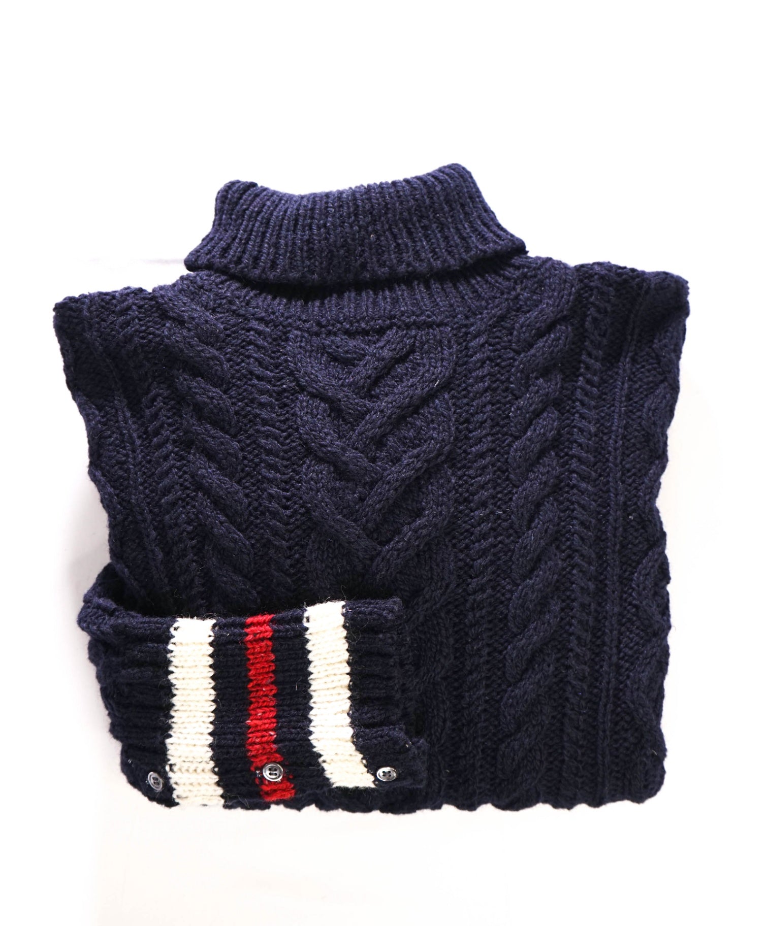 $1,590 Thom Browne Navy Cableknit Wool/Mohair Sweater L (sz3)