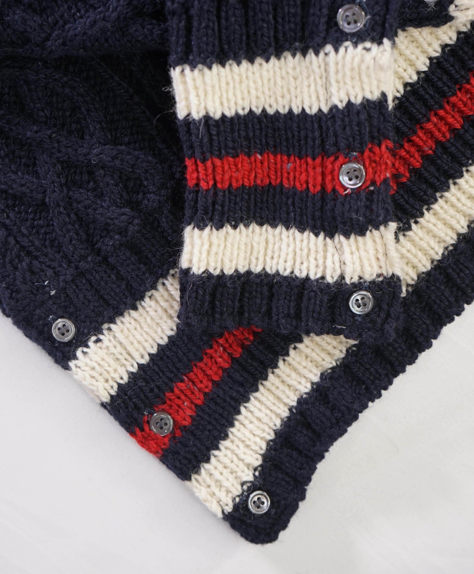 $1,590 Thom Browne Navy Cableknit Wool/Mohair Sweater L (sz3)