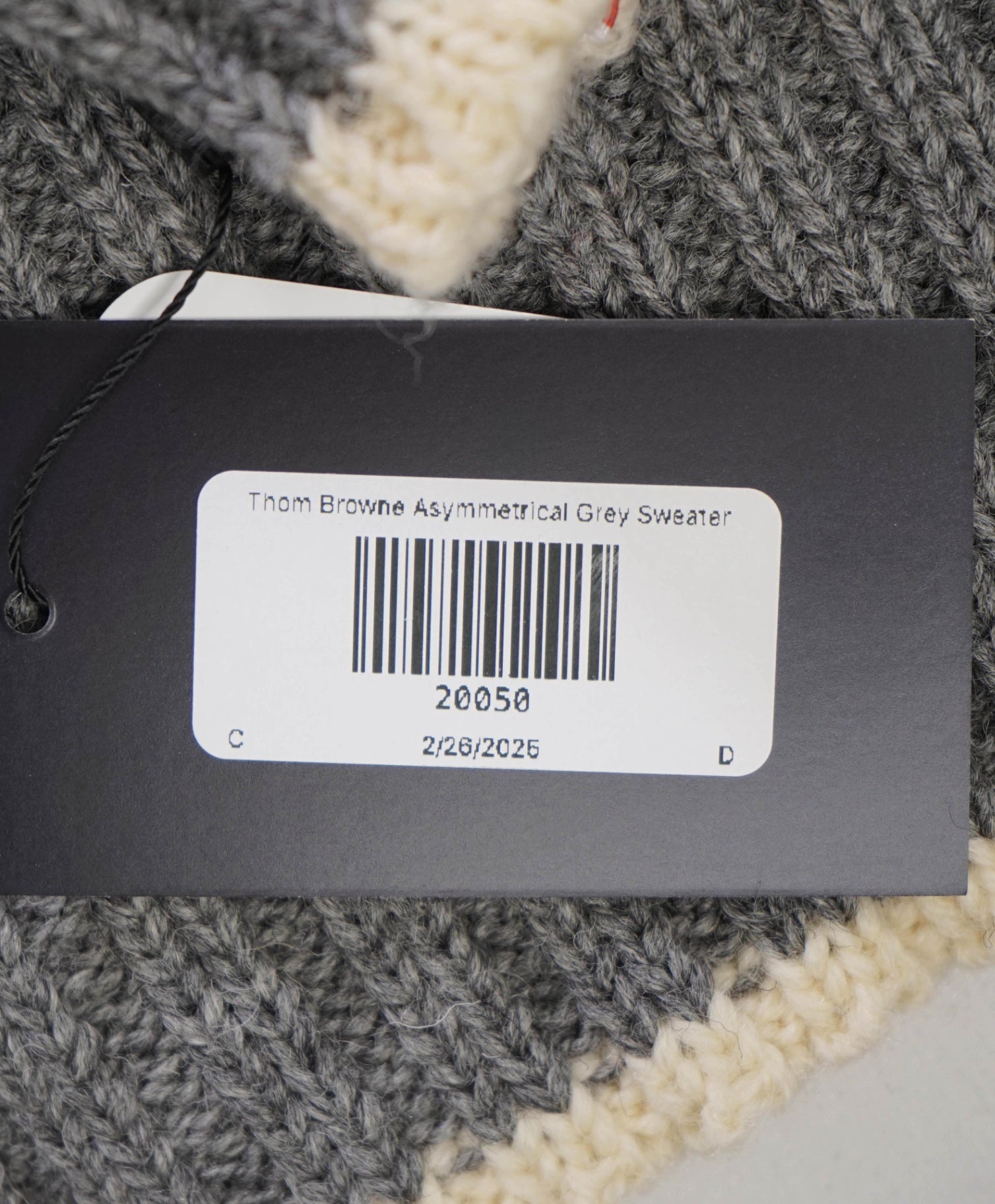 $1,590 Thom Browne Asymmetrical Grey Cable Knit Sweater (Sz 2) M 