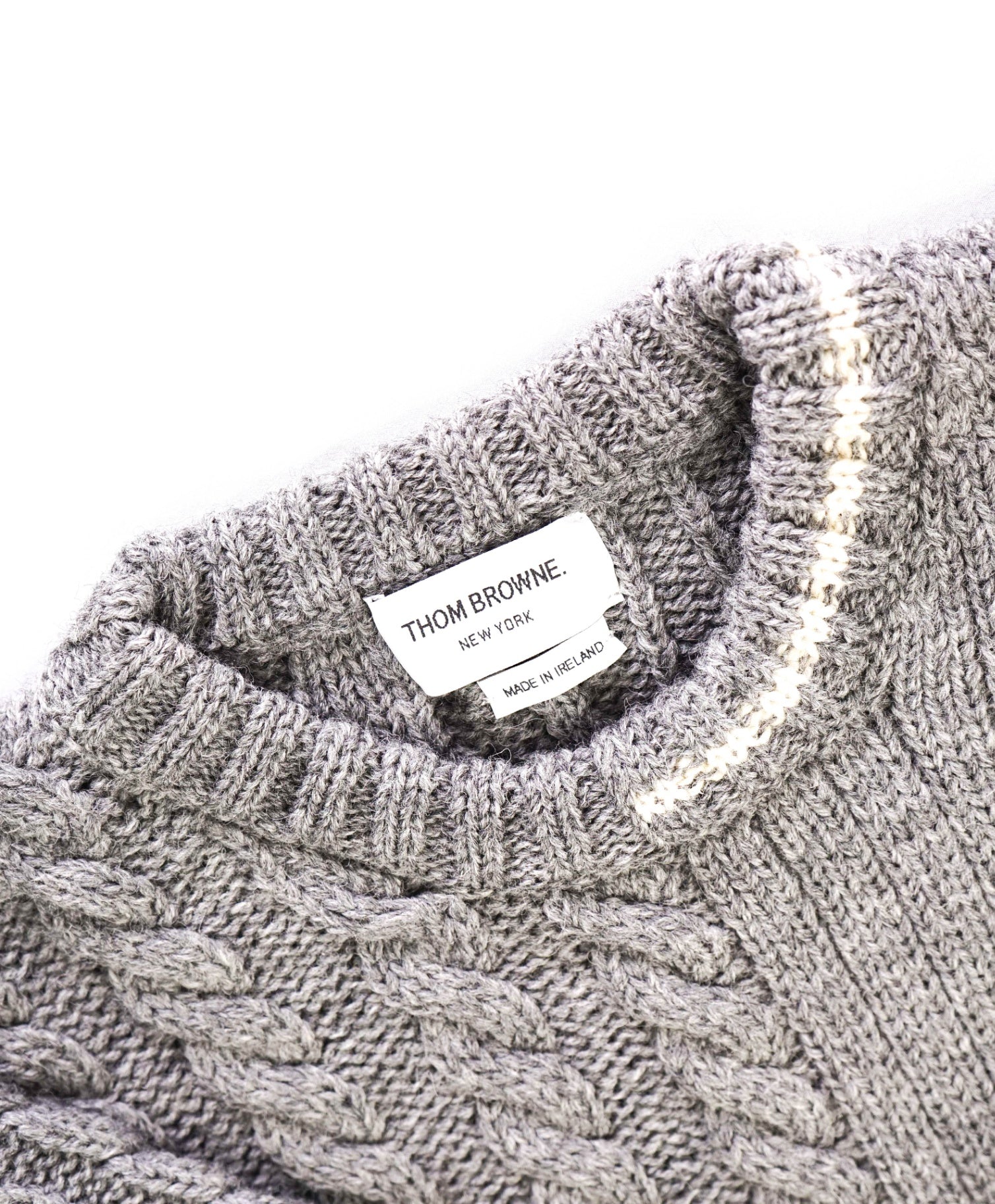 $1,590 Thom Browne Asymmetrical Grey Cable Knit Sweater (Sz 2) M 