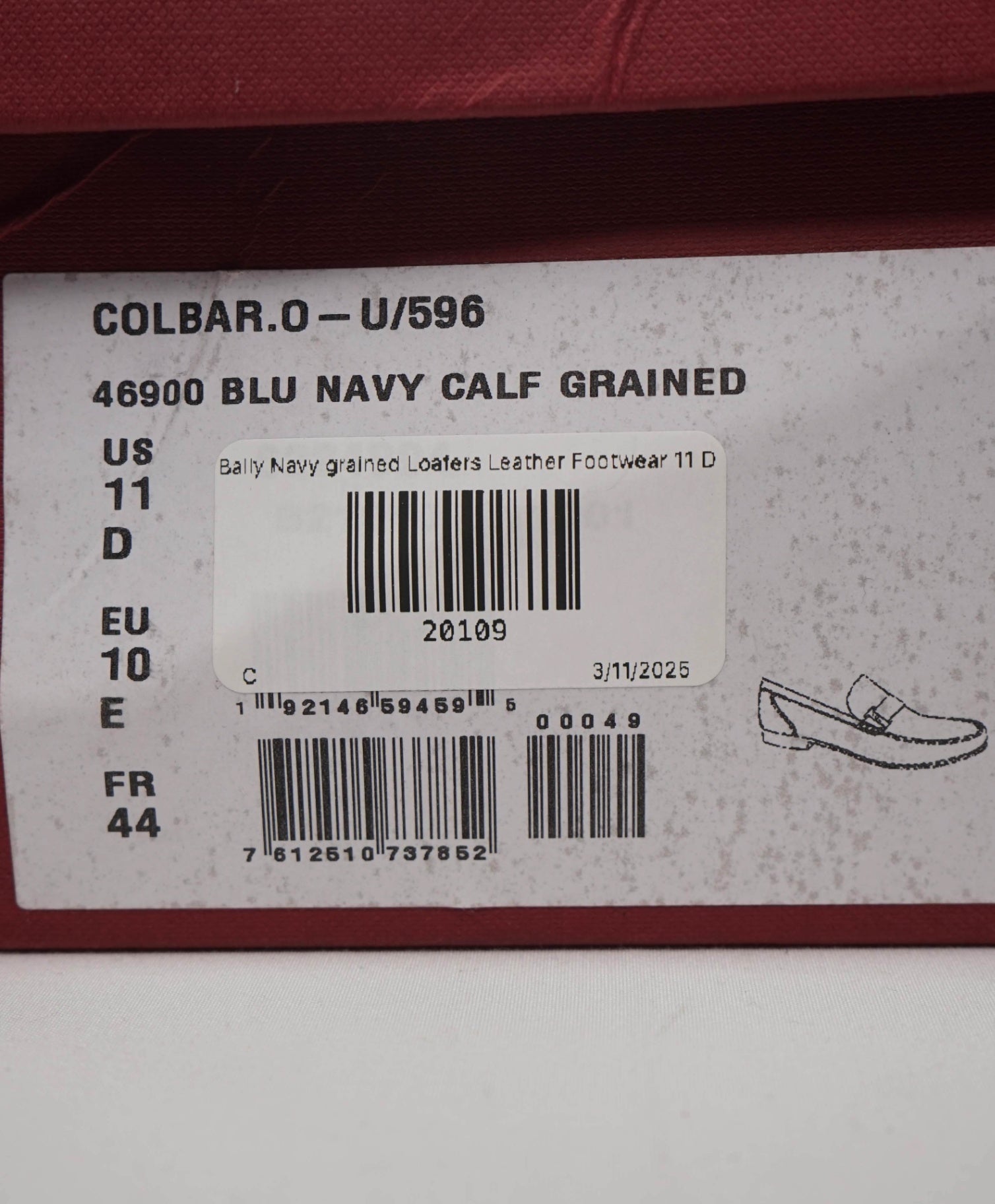 $750 Bally Navy Pebbled Leather Loafers 11 D US