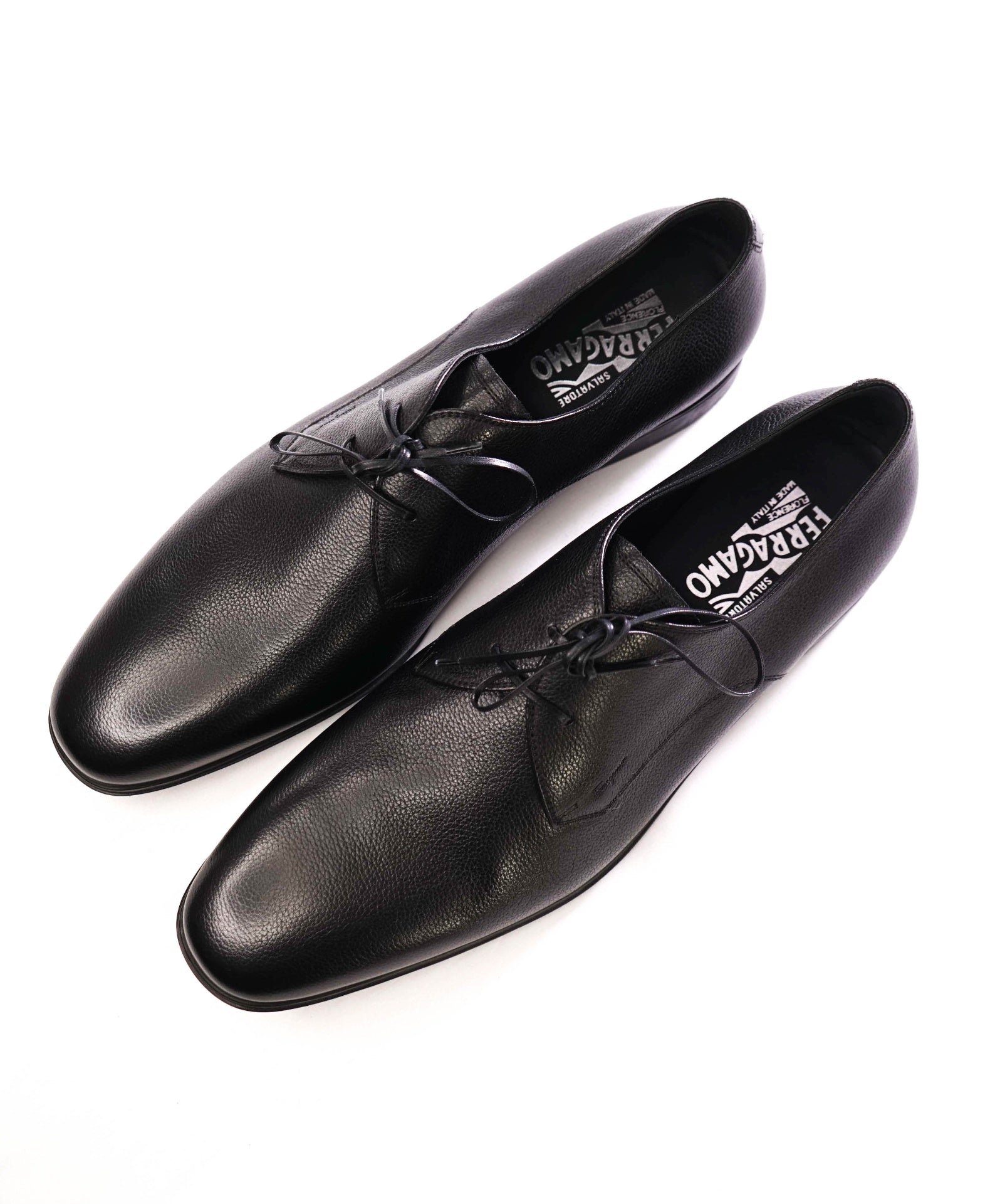 Salvatore Ferragamo Black Textured Pebbled Leather Oxfords 13 D