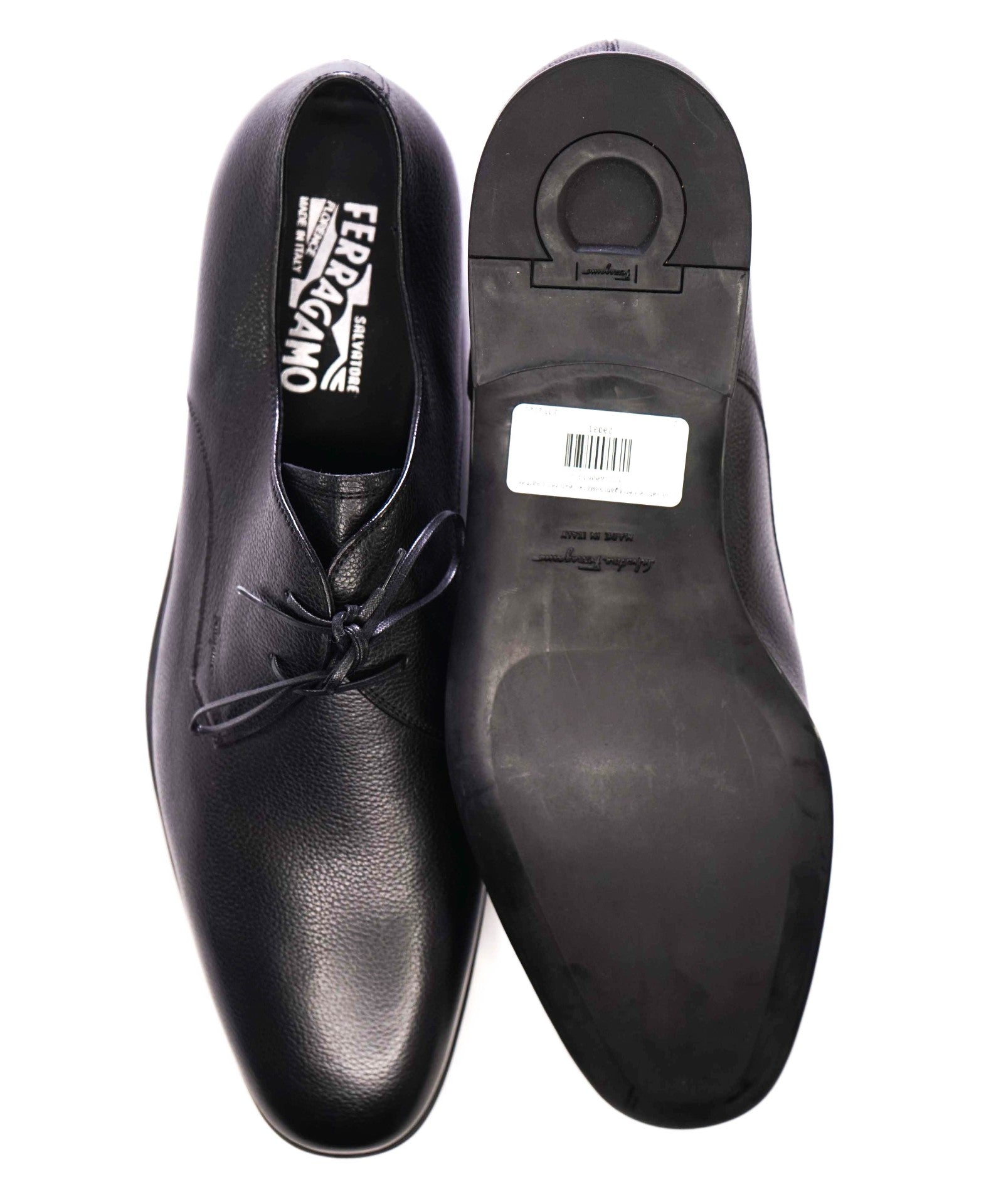Salvatore Ferragamo Black Textured Pebbled Leather Oxfords 13 D