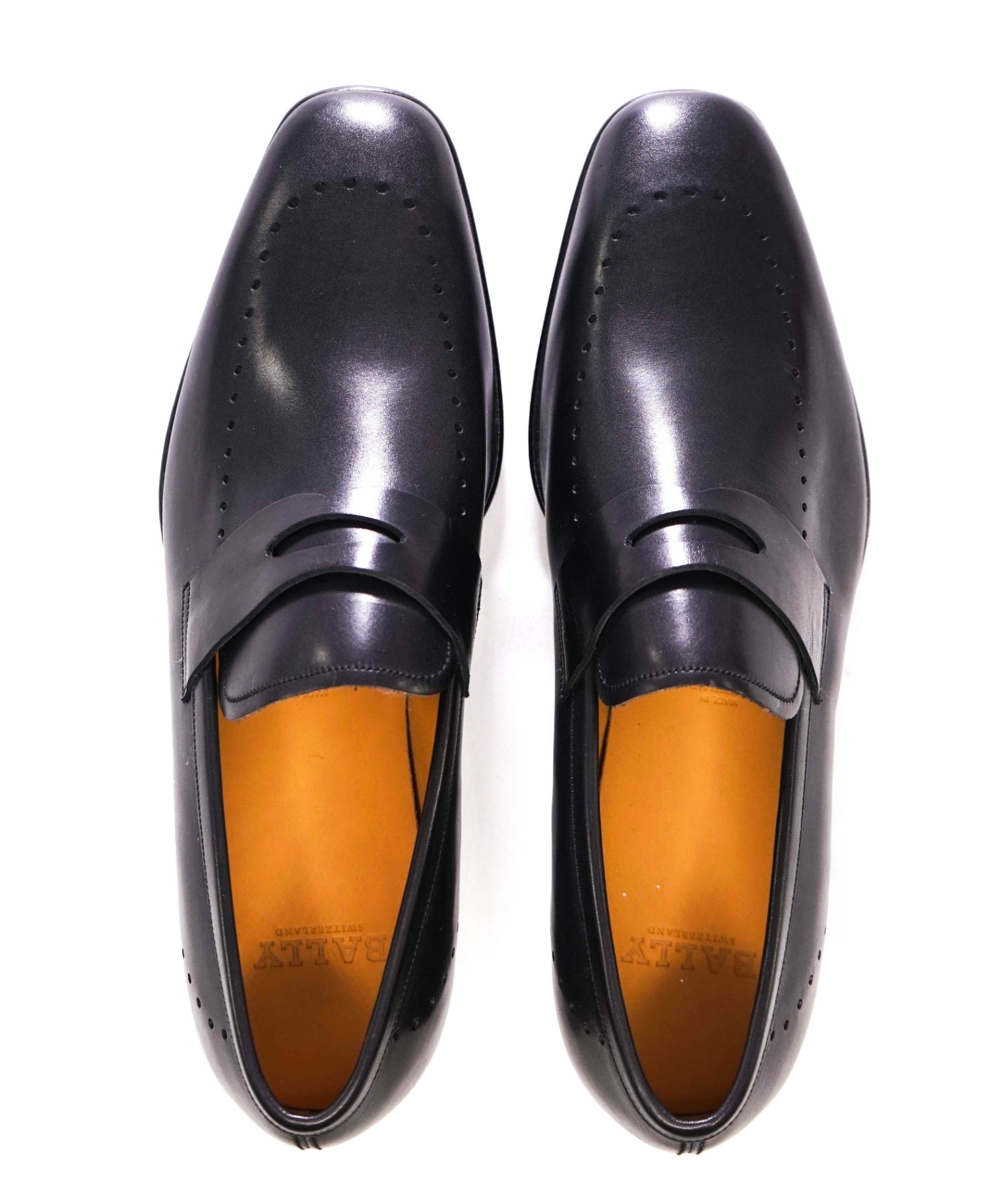 $800 Bally Solid Black WHOLECUT Penny Loafers Leather Footwear 9 D