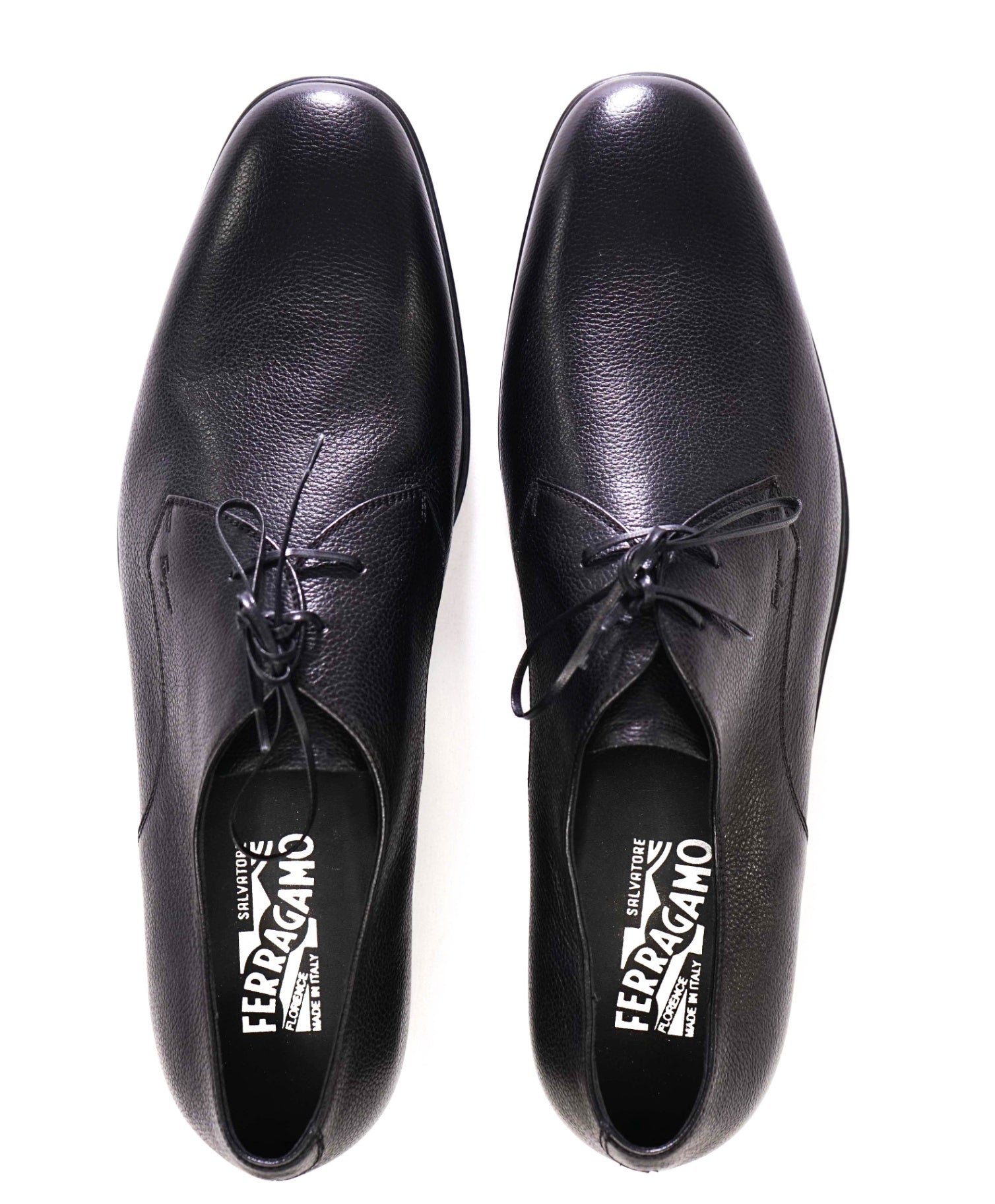 Salvatore Ferragamo Black Textured Pebbled Leather Oxfords 13 D