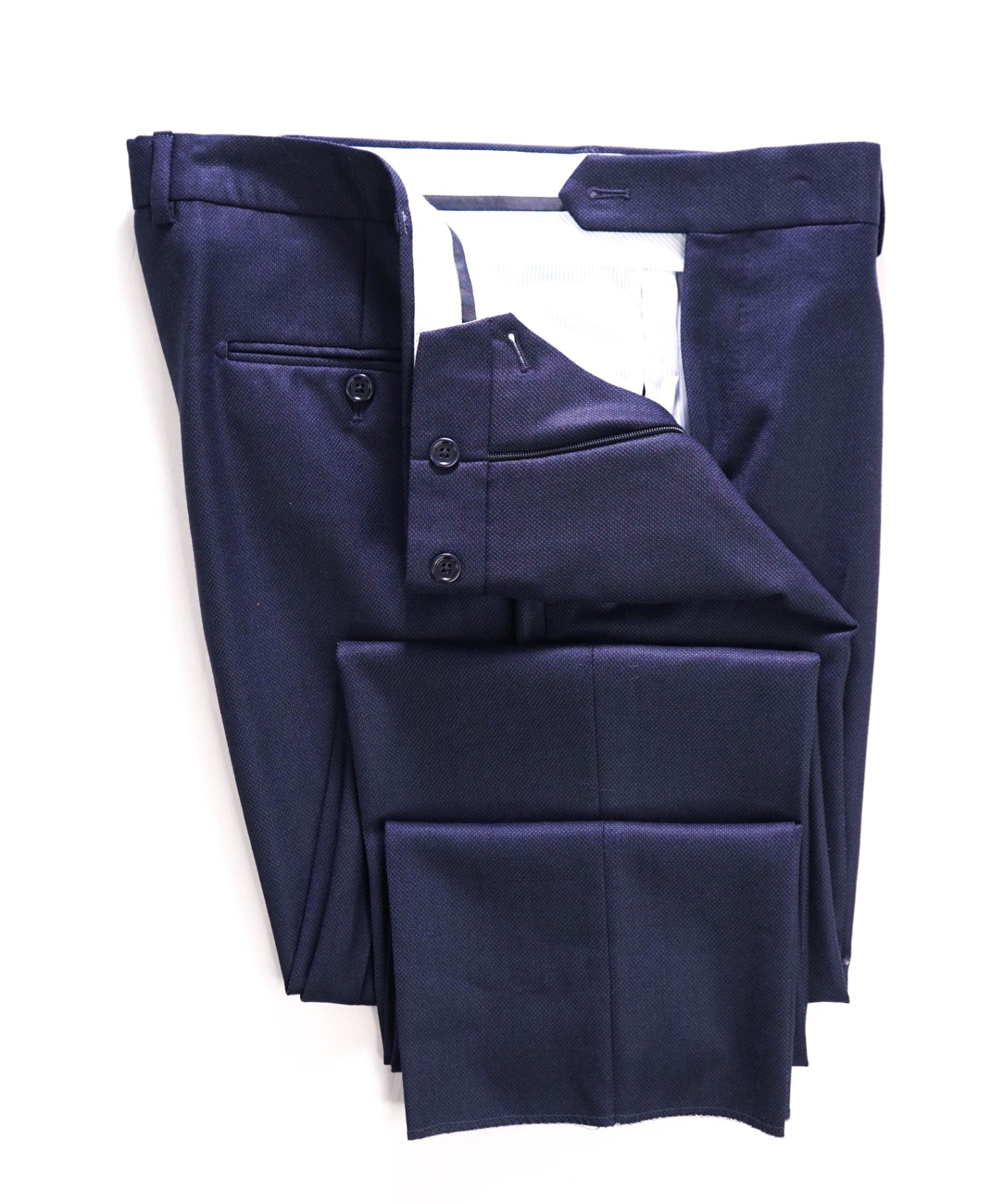 $395 Saks Fifth Avenue Navy Birdseye Wool MODERN FIT Pants 36W