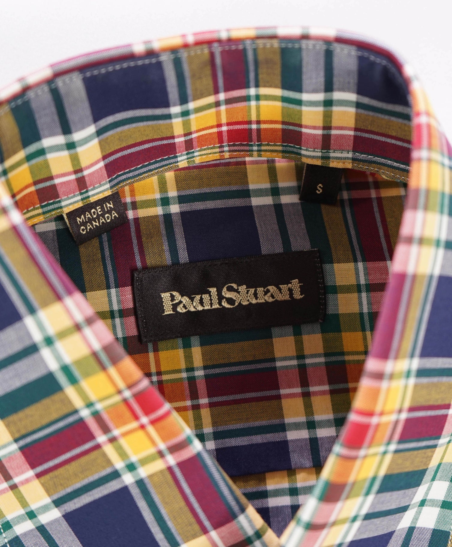 $225 Paul Stuart Multi Plaid Cotton Shirt S