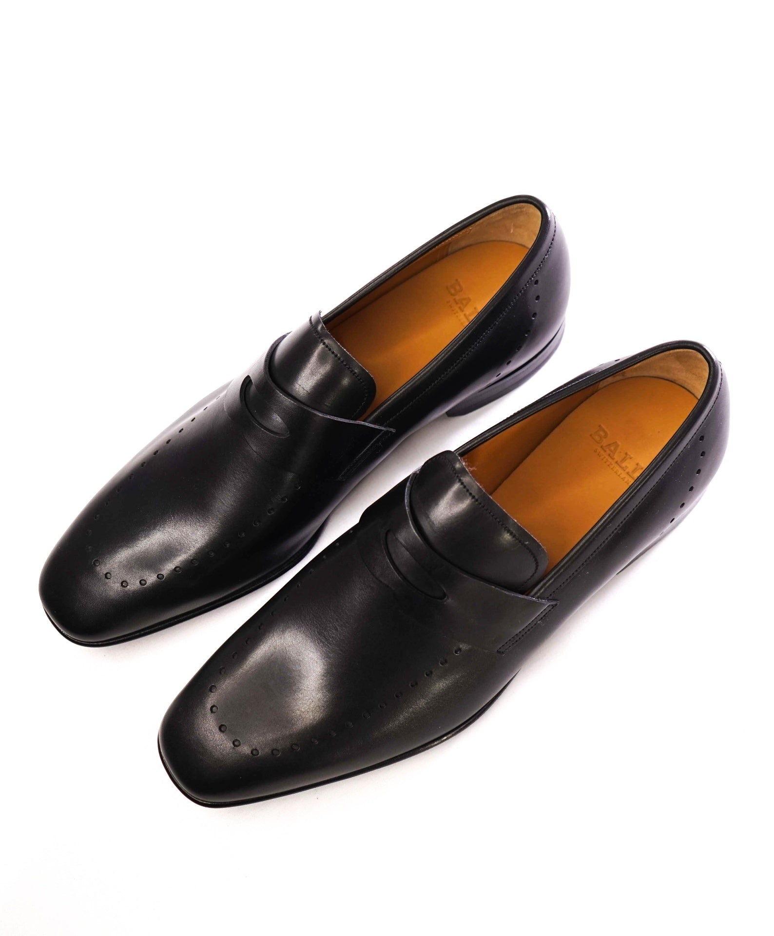 $800 Bally Solid Black WHOLECUT Penny Loafers Leather Footwear 9 D
