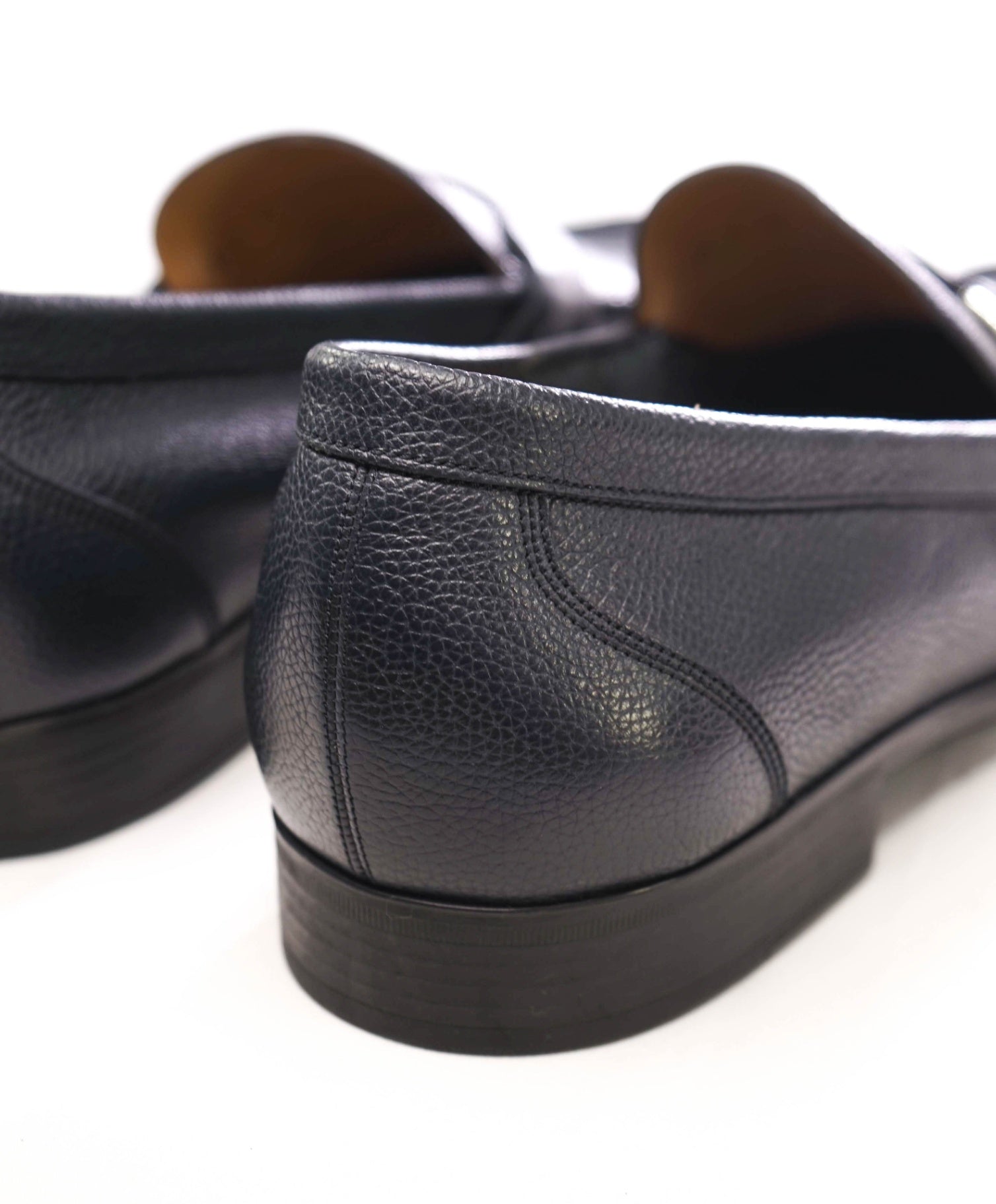 $750 Bally Navy Pebbled Leather Loafers 11 D US
