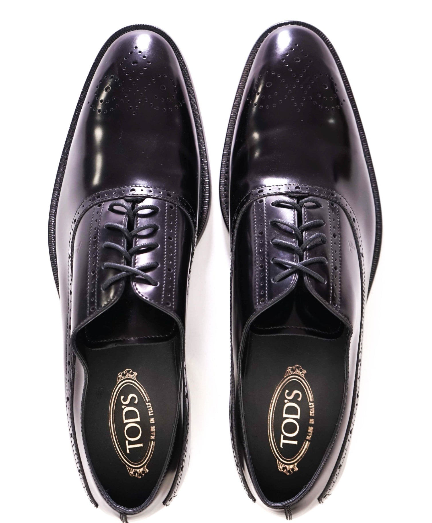 $700 Tod's Solid Black Leather Oxfords 13US (12IT)
