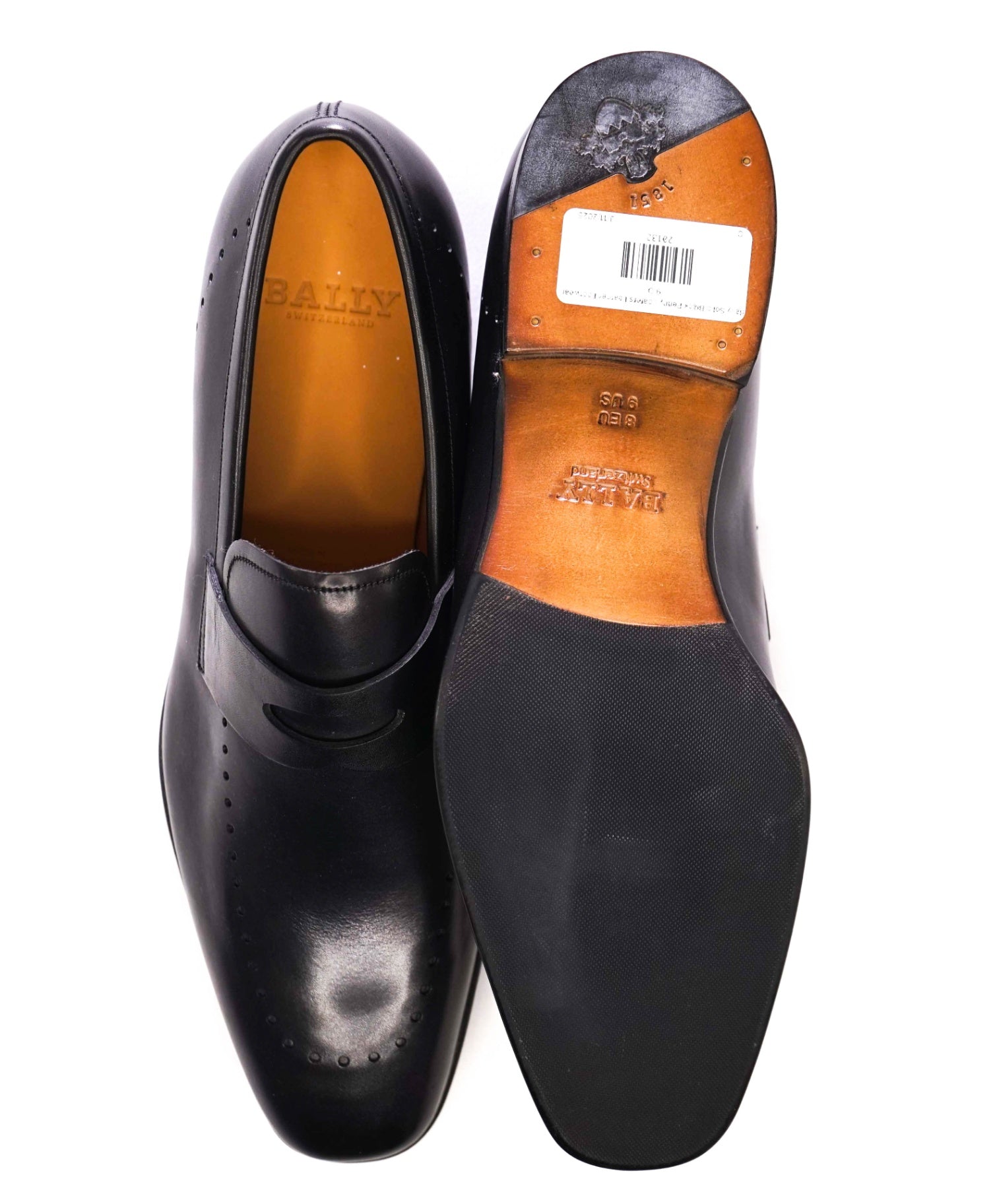 $800 Bally Solid Black WHOLECUT Penny Loafers Leather Footwear 9 D