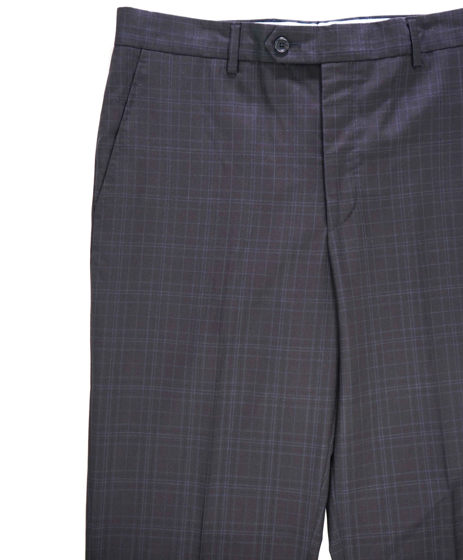 $395 Saks Fifth Avenue Black Blue plaid Wool Pants 34W