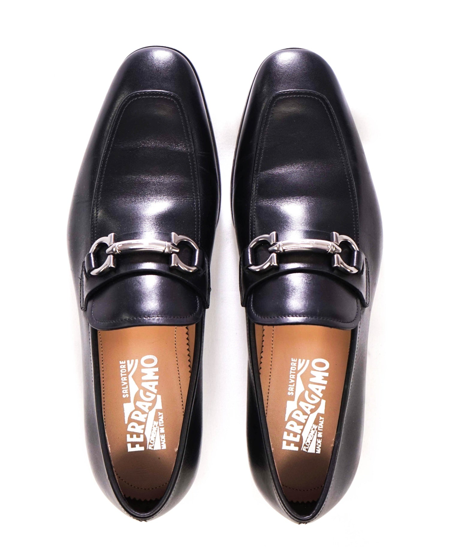 $850 20074Salvatore Ferragamo "BENFORD" Solid Black Leather Loafers 8 E