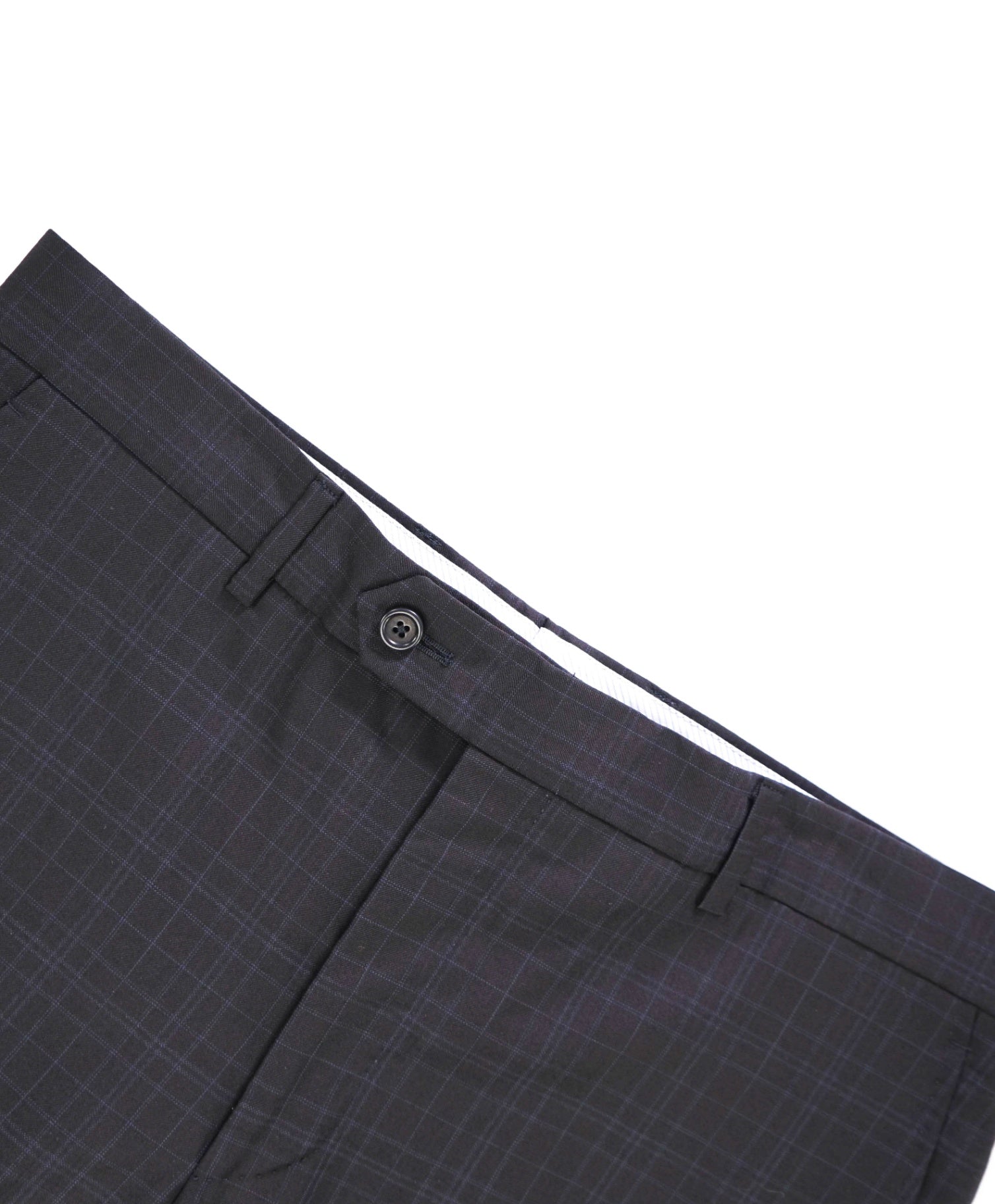 $395 Saks Fifth Avenue Black Blue plaid Wool Pants 34W
