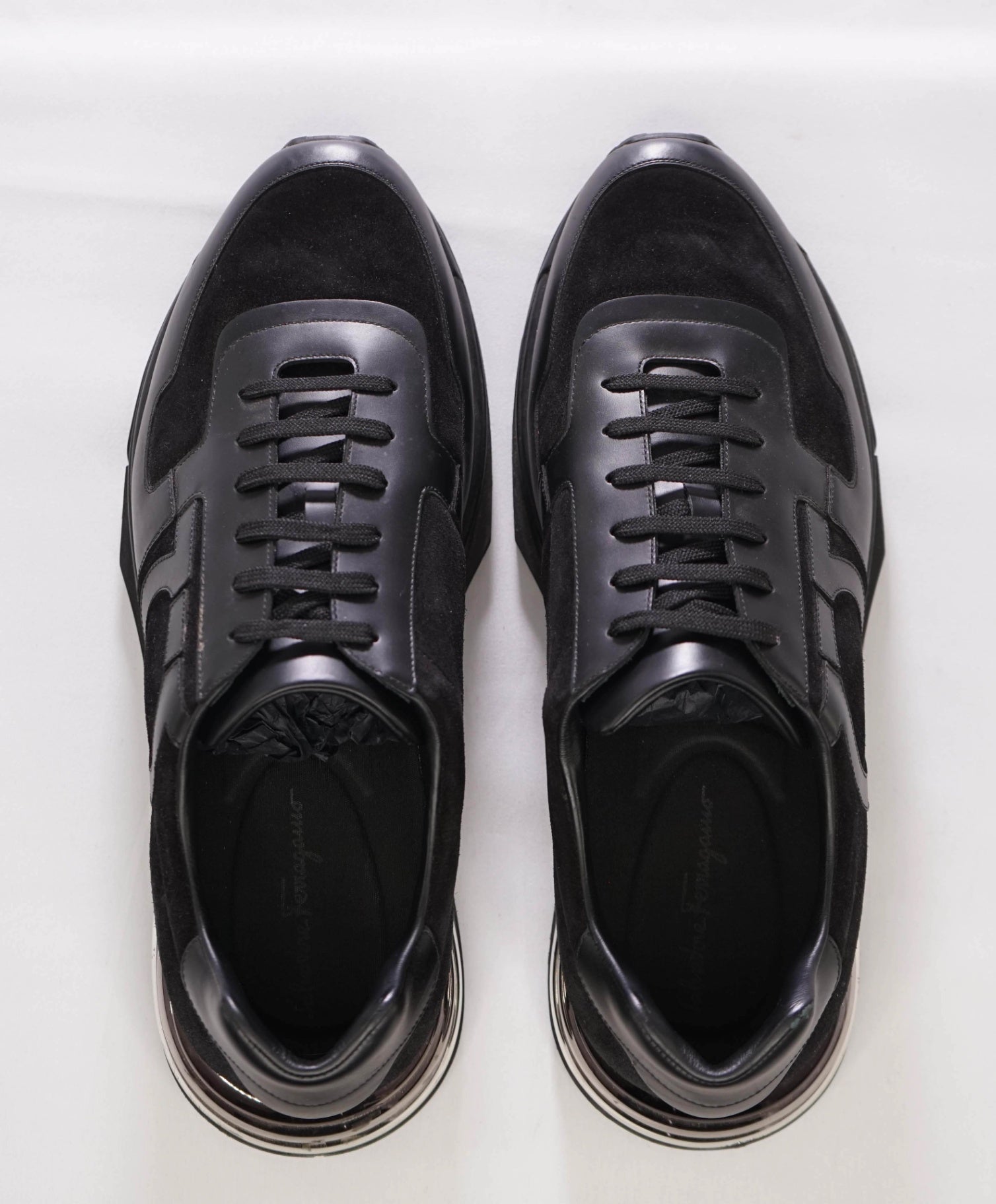 Salvatore Ferragamo "BROOKLYN" Black Sneakers Leather/Suede 13 M
