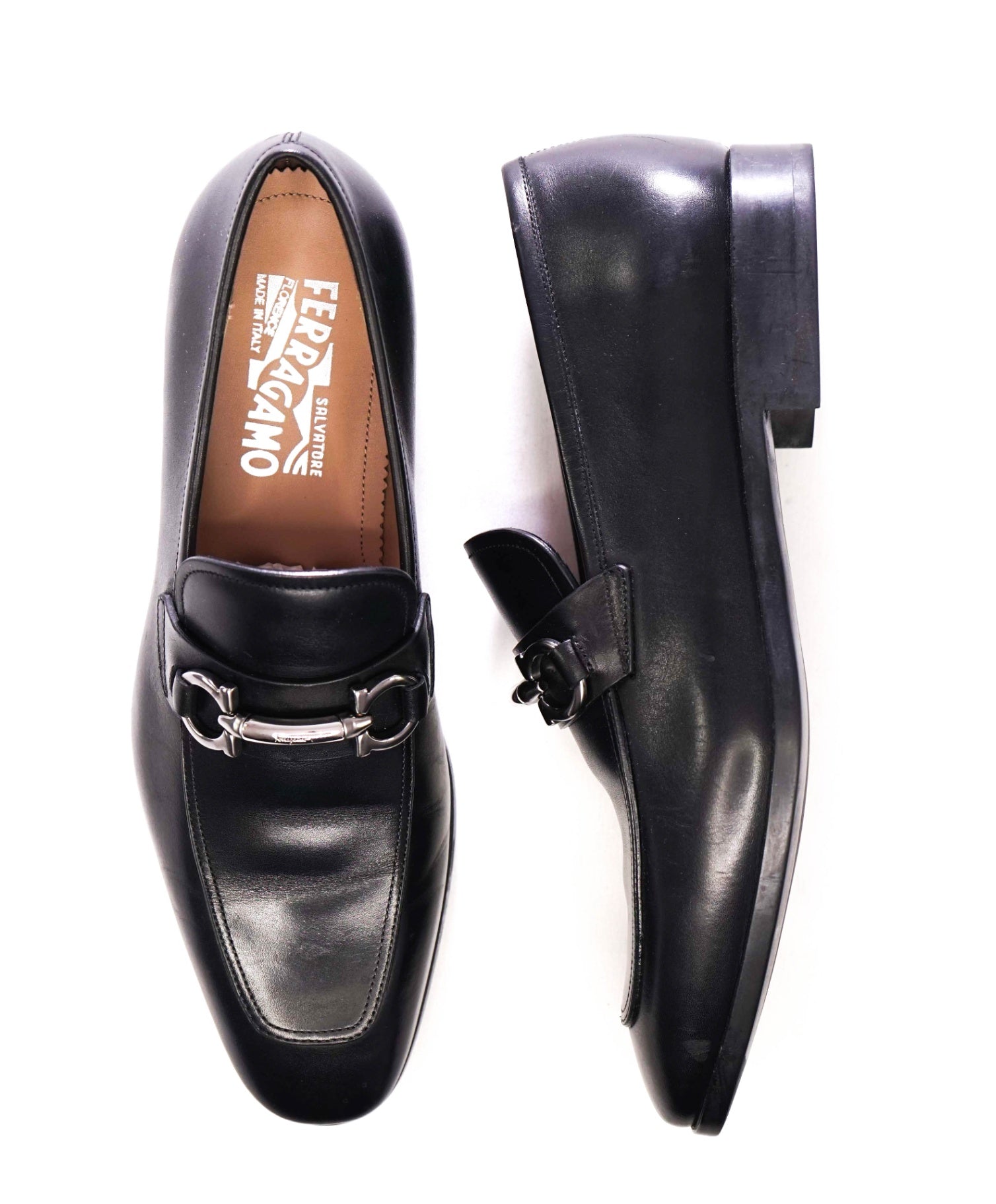 $850 20074Salvatore Ferragamo "BENFORD" Solid Black Leather Loafers 8 E