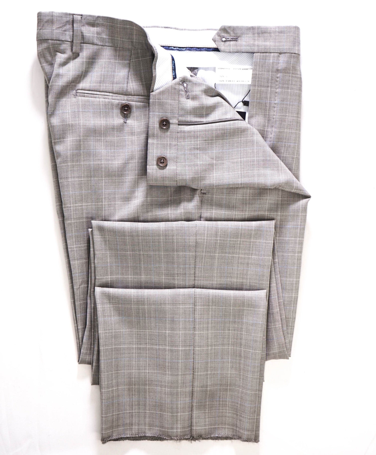 $395 Saks Fifth Avenue Grey Prince of Wales Check Wool Pants 34W