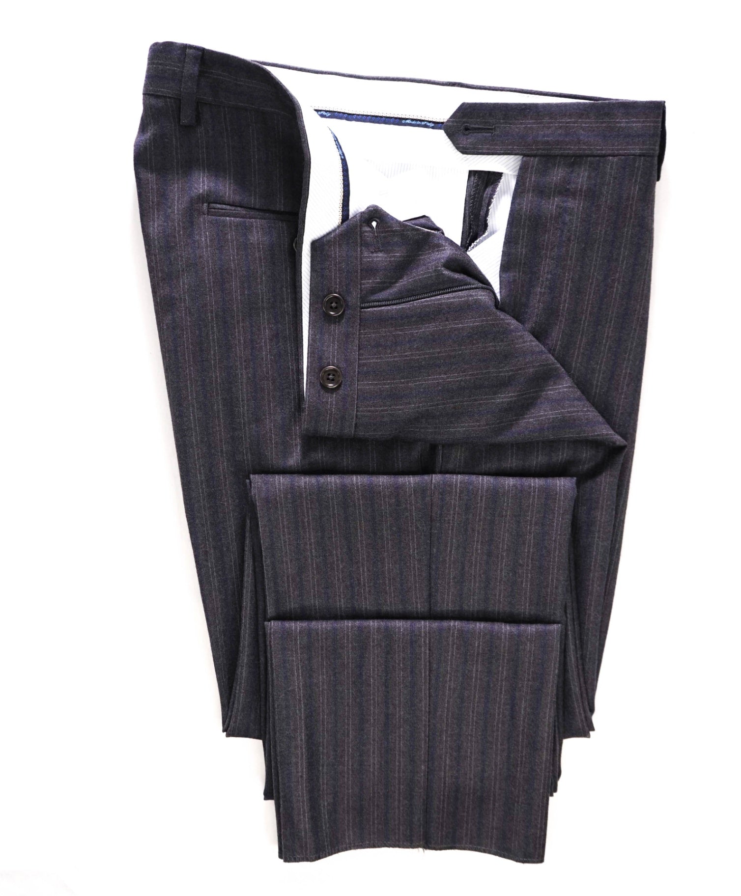 $395 Saks Fifth Avenue Grey Stripe MODERN FIT Wool Pants 34W