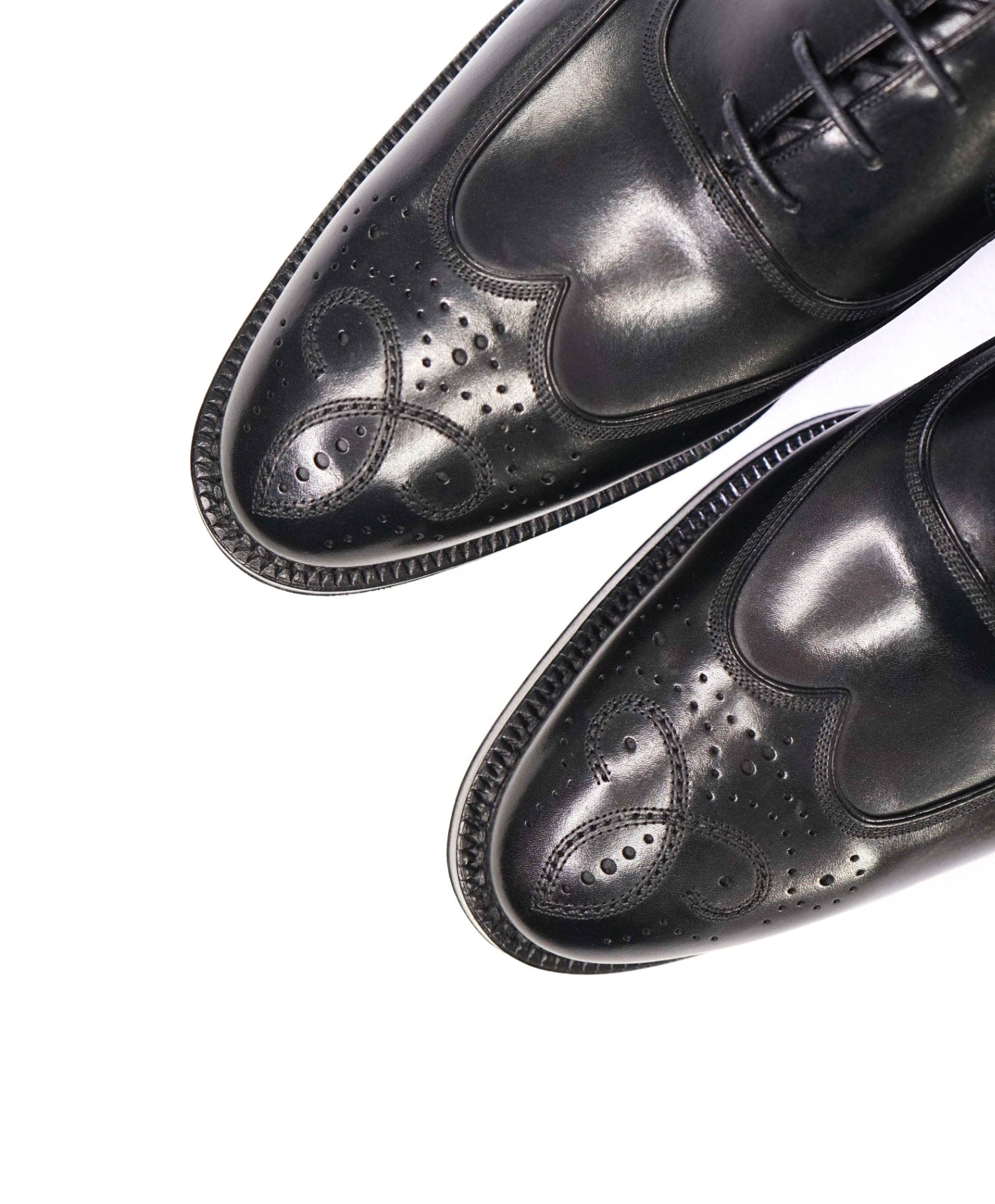$900 Bally SCRIBE Solid Black Wingtip Oxfords Leather Footwear 9 US