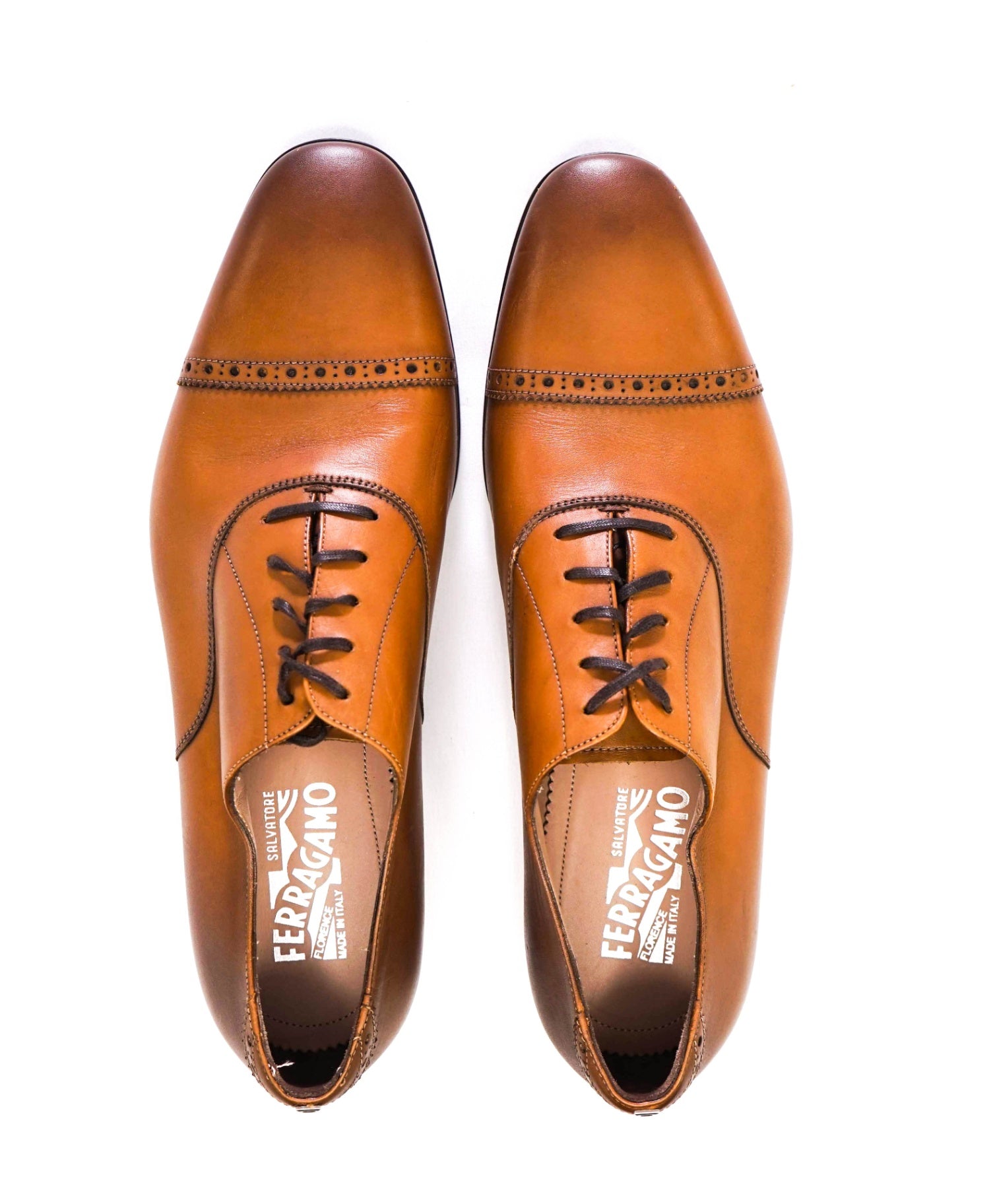 Salvatore Ferragamo Solid Brown Oxfords Leather Footwear 10 EE