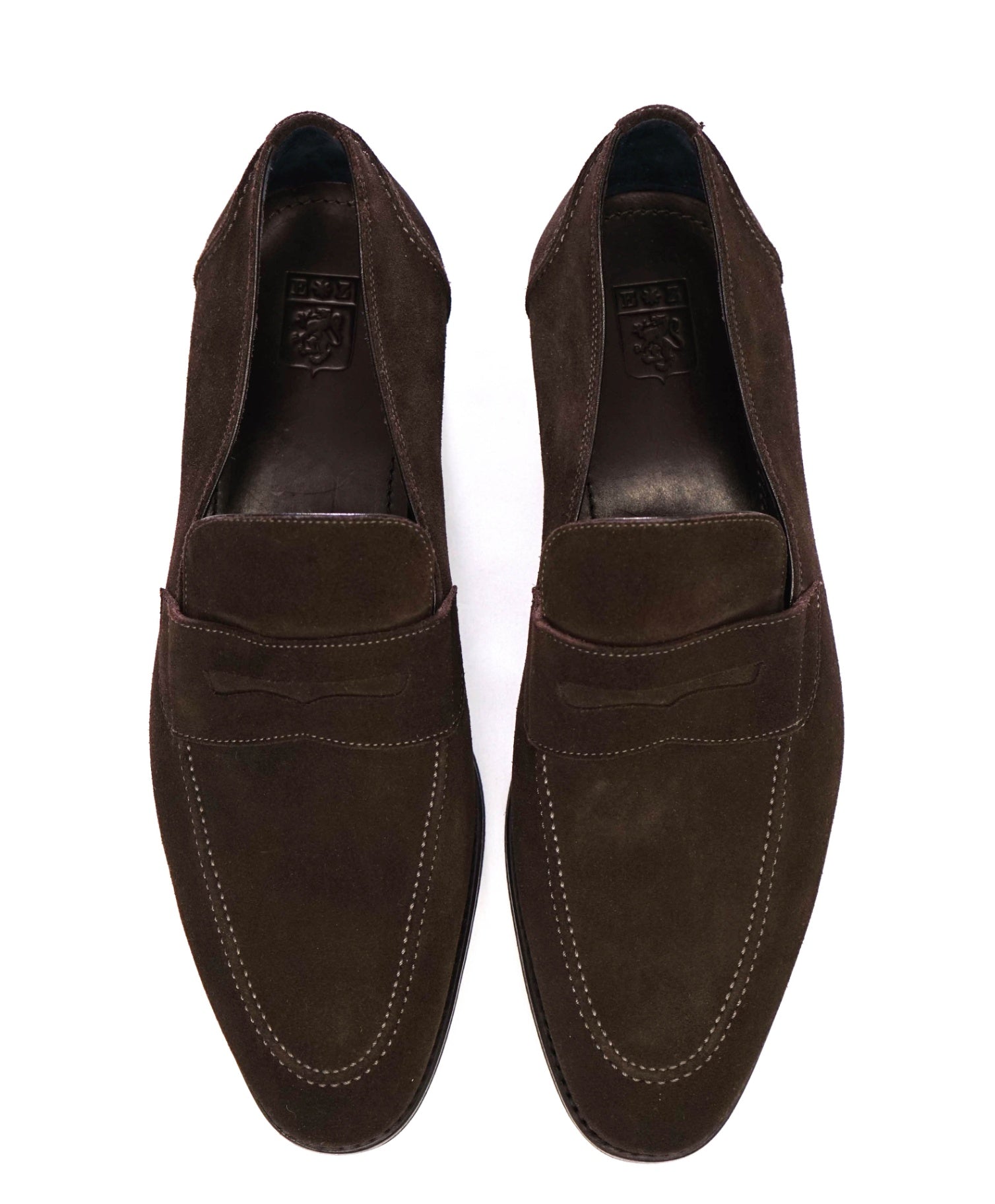 $990 Ermenegildo Zegna GOODYEAR Brown Penny Loafers Suede 11