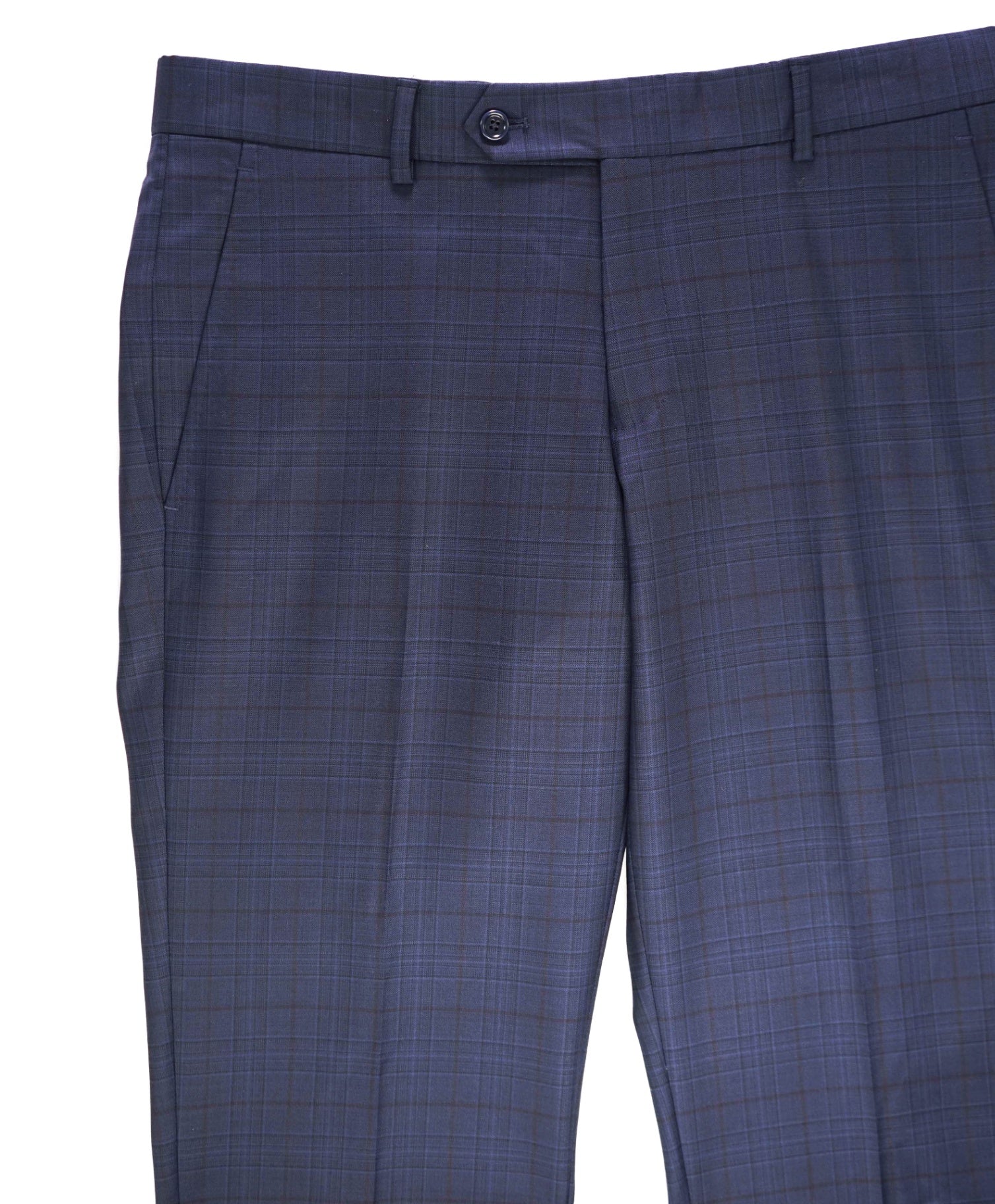 Saks Fifth Avenue Made In Italy Modern Fit Navy plaid Wool Pants 34W