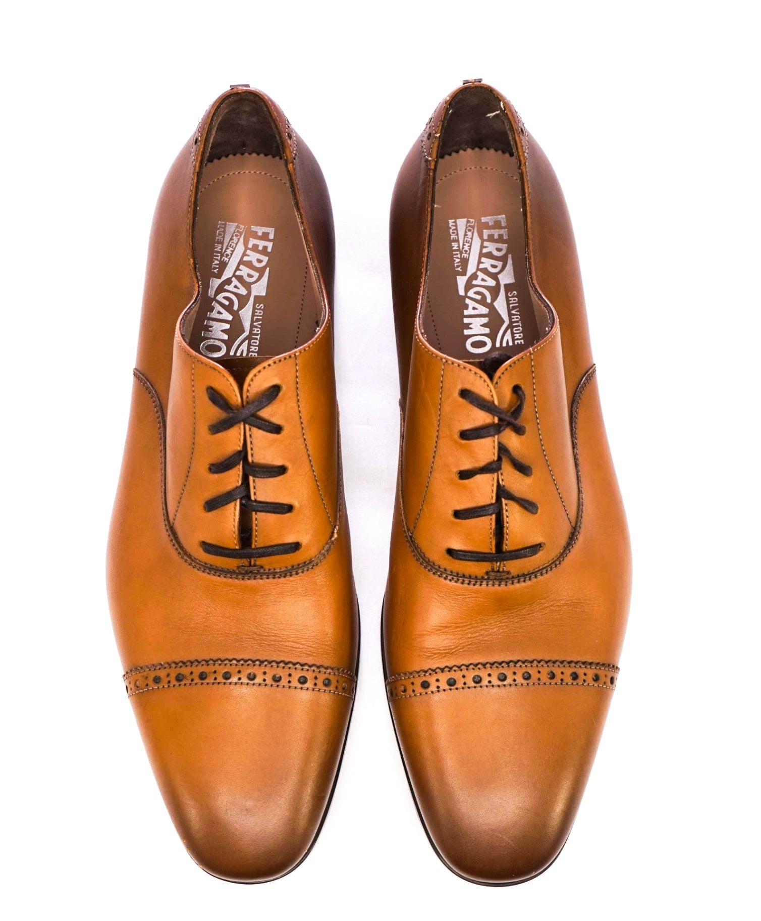 Salvatore Ferragamo Solid Brown Oxfords Leather Footwear 10 EE