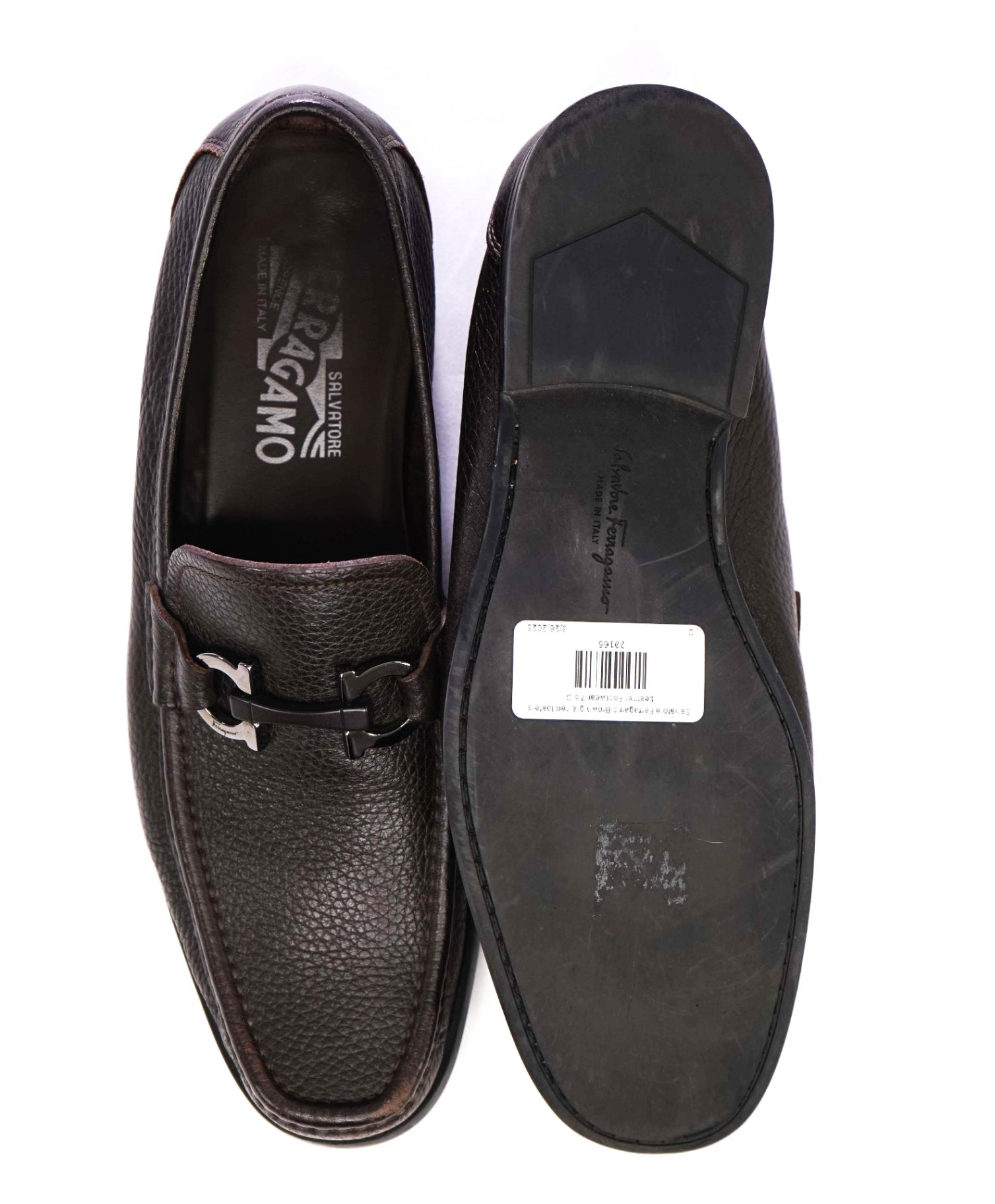 $850 Salvatore Ferragamo "GRANDIOSO" Brown loafers Leather 7.5 D