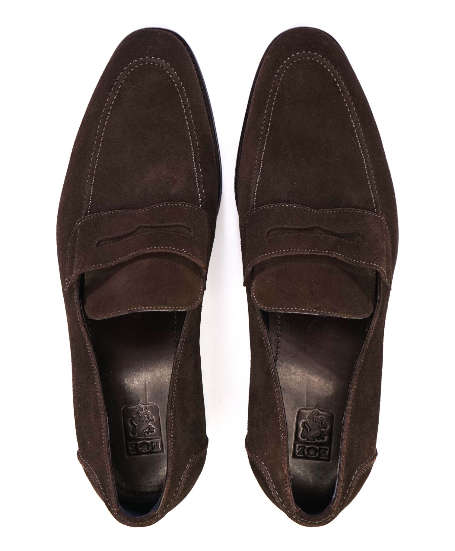 $990 Ermenegildo Zegna GOODYEAR Brown Penny Loafers Suede 11