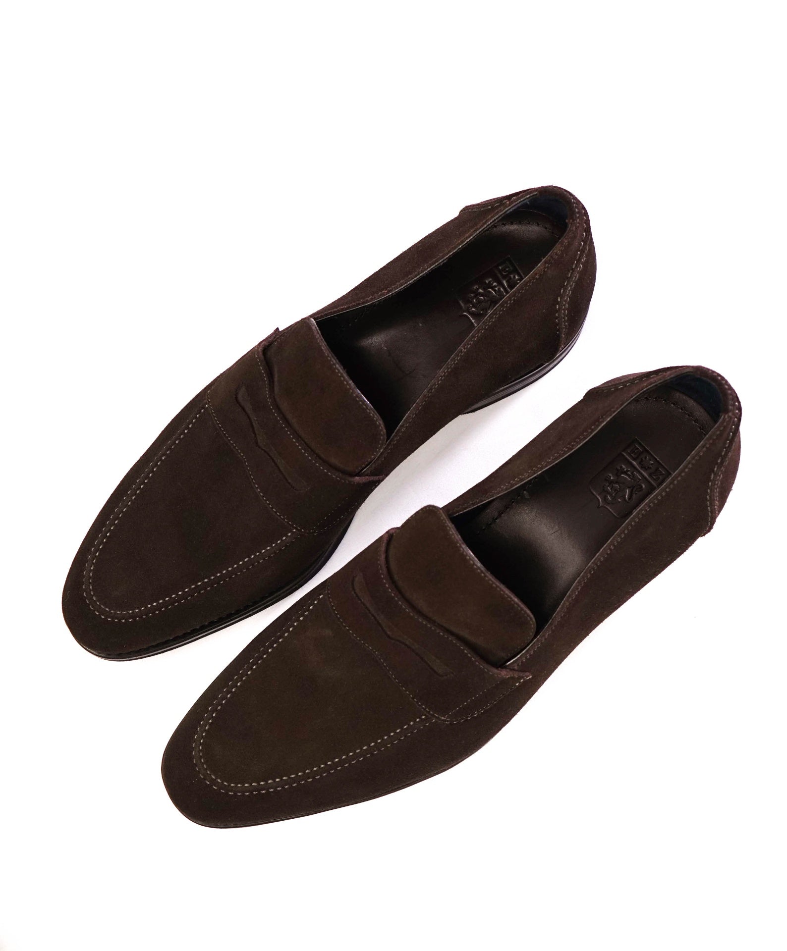 $990 Ermenegildo Zegna GOODYEAR Brown Penny Loafers Suede 11