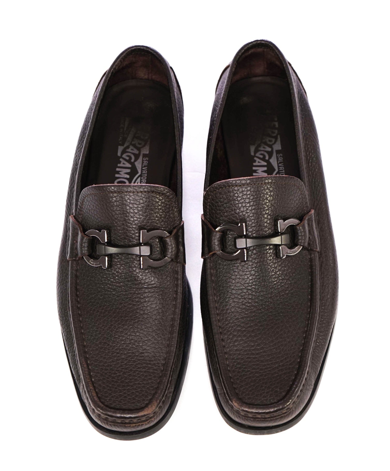 $850 Salvatore Ferragamo "GRANDIOSO" Brown loafers Leather 7.5 D
