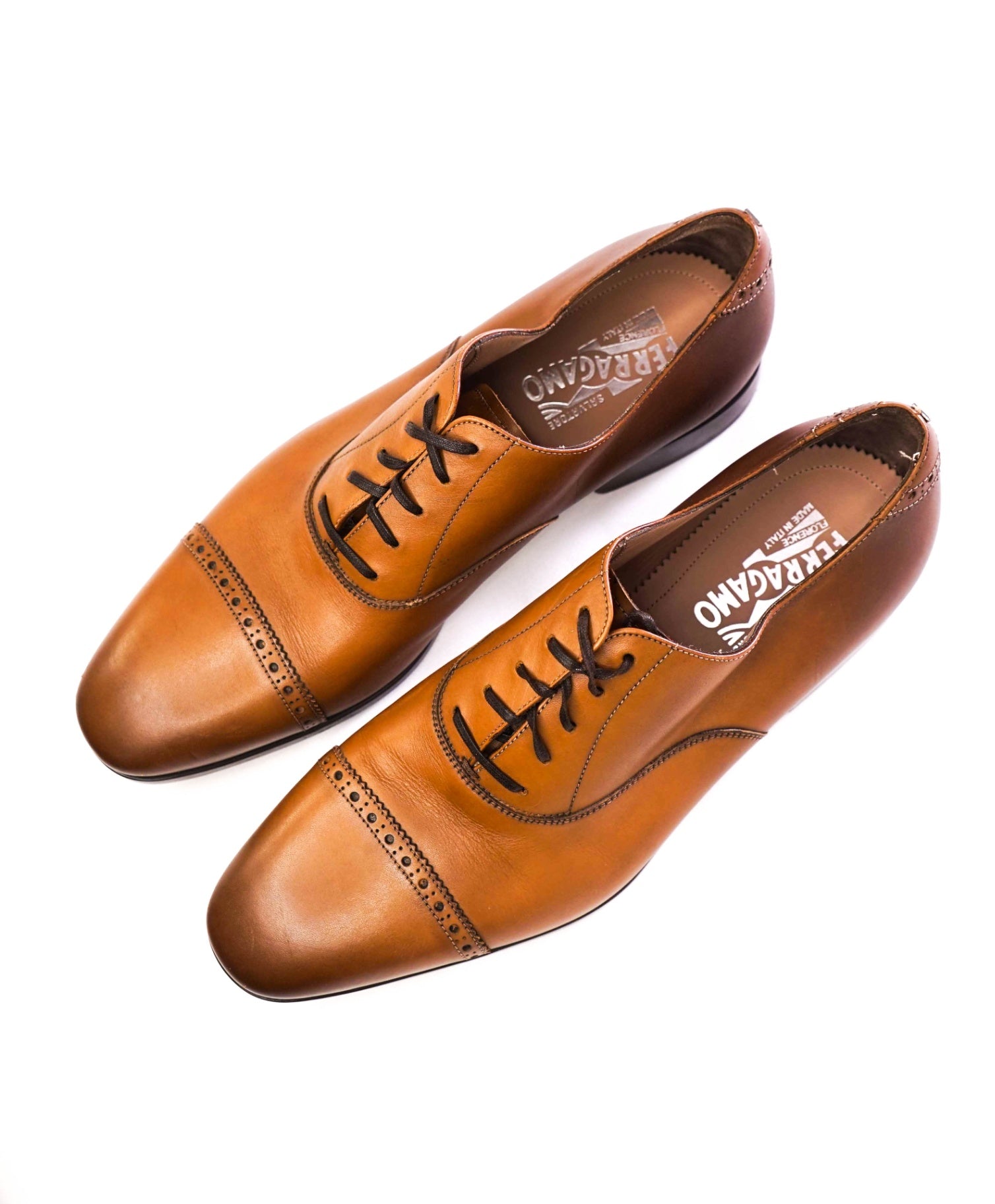 Salvatore Ferragamo Solid Brown Oxfords Leather Footwear 10 EE