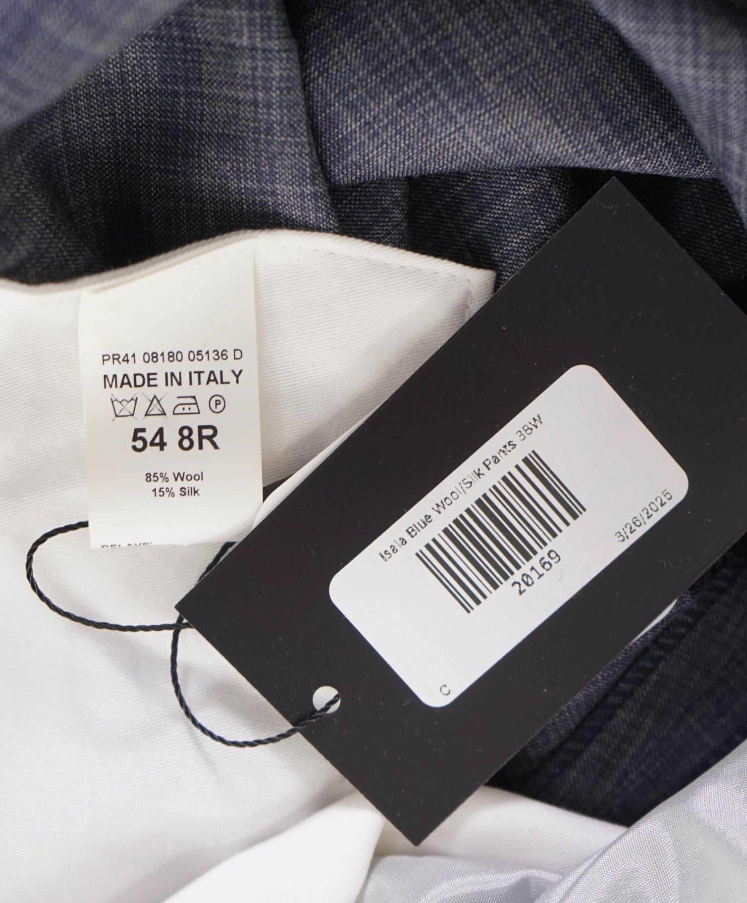 $800 ISAIA Blue Wool/Silk Abstract Pattern Dress Pants 38W