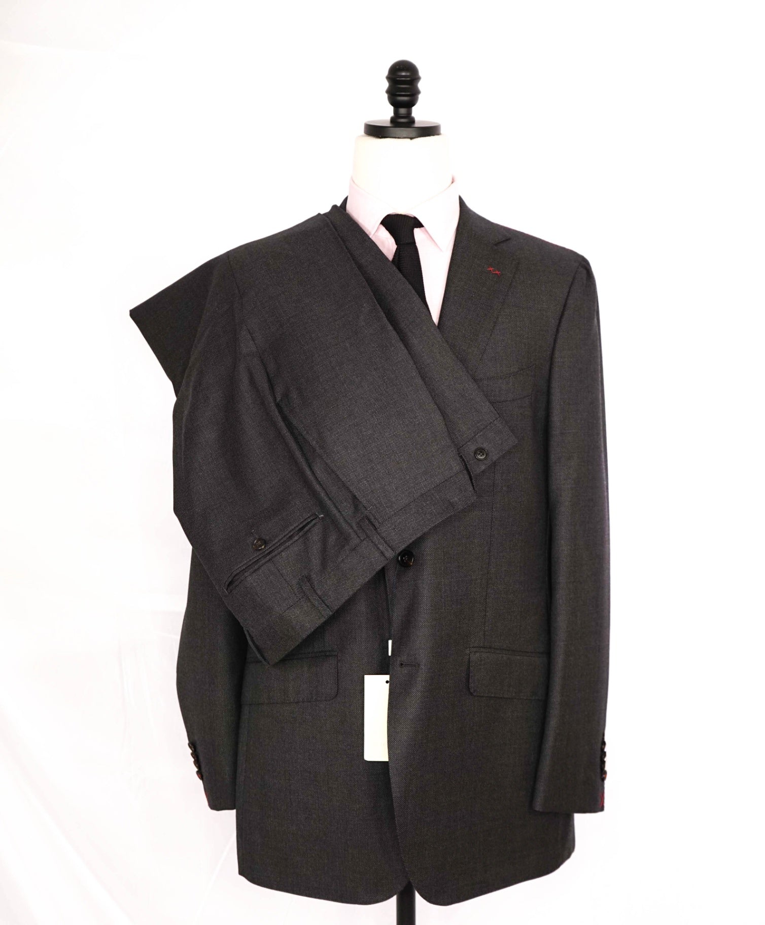 $699 SuitSupply Birdseye Grey "SIENNA" VBC Fabric Wool Suit 46L