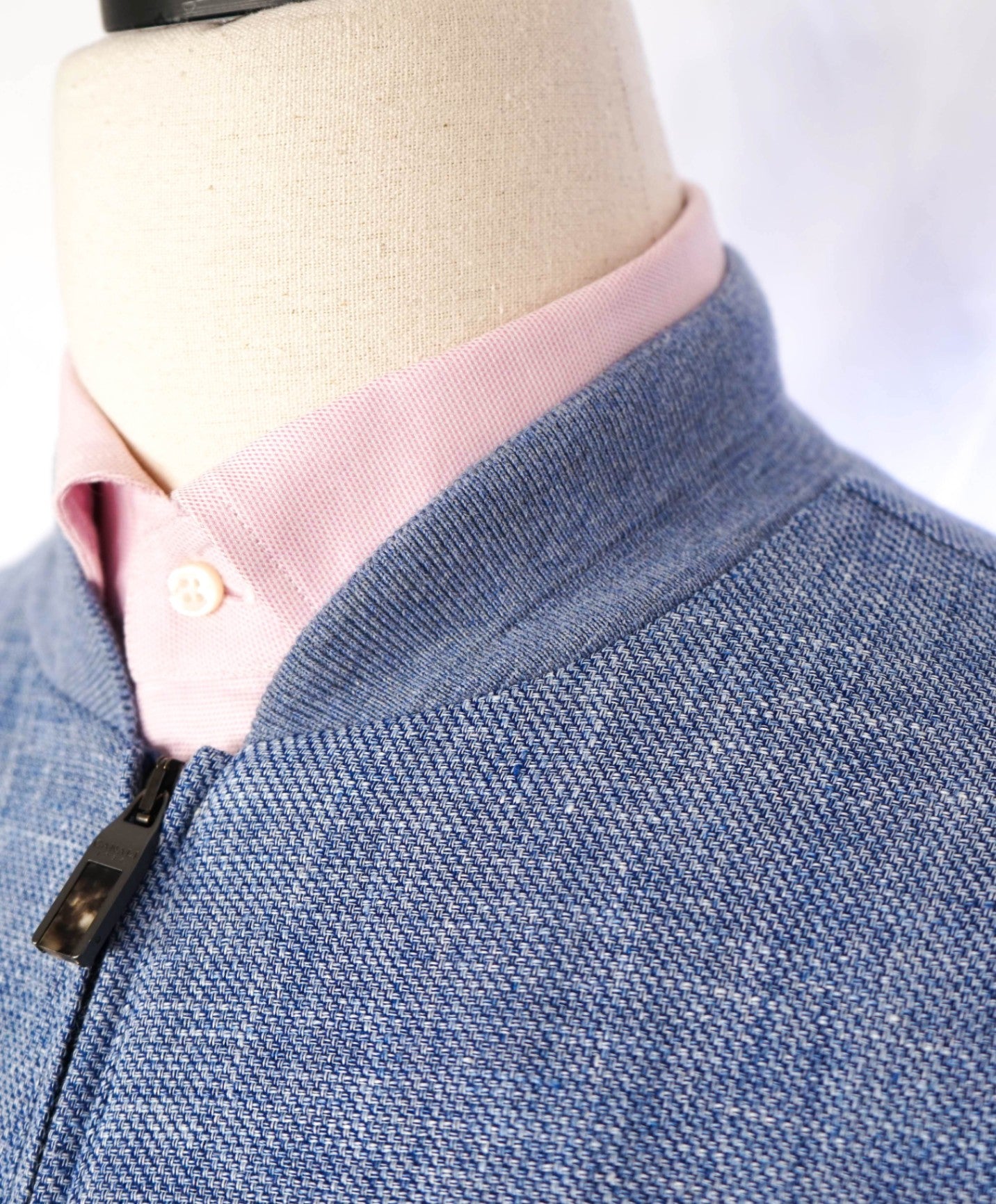 $2,850 Canali *EXCLUSIVE* Blue Wool/Linen Bomber Jacket 40R 