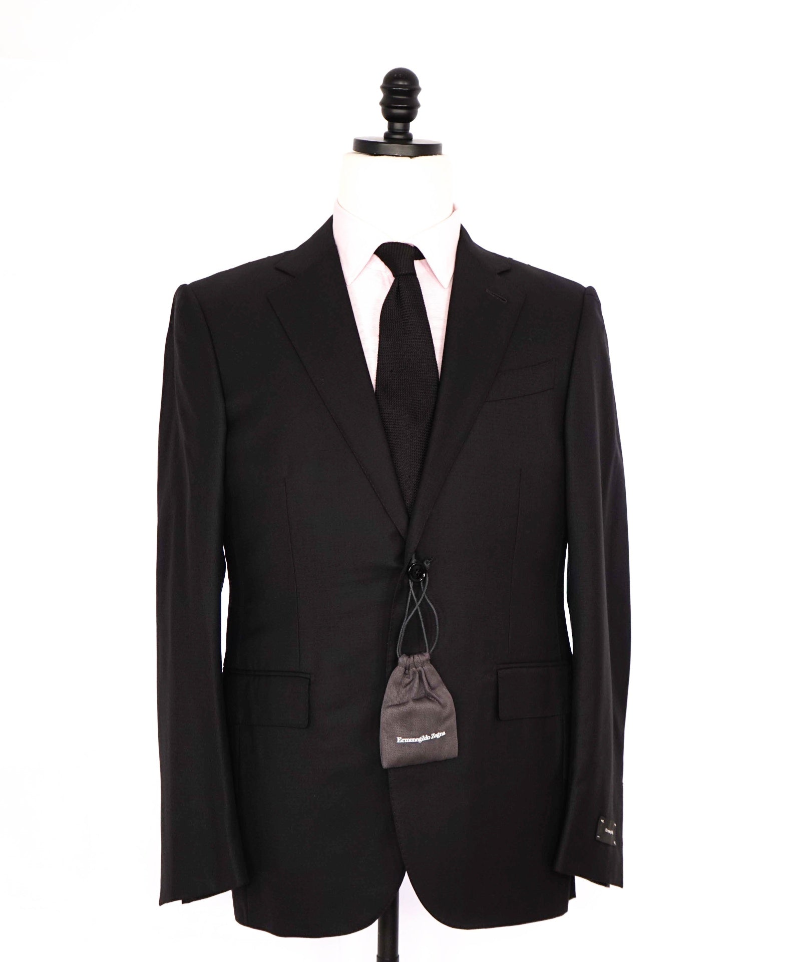 $4,950 Ermenegildo Zegna Micro Check "15 MILMIL 15" Black Suit 38S