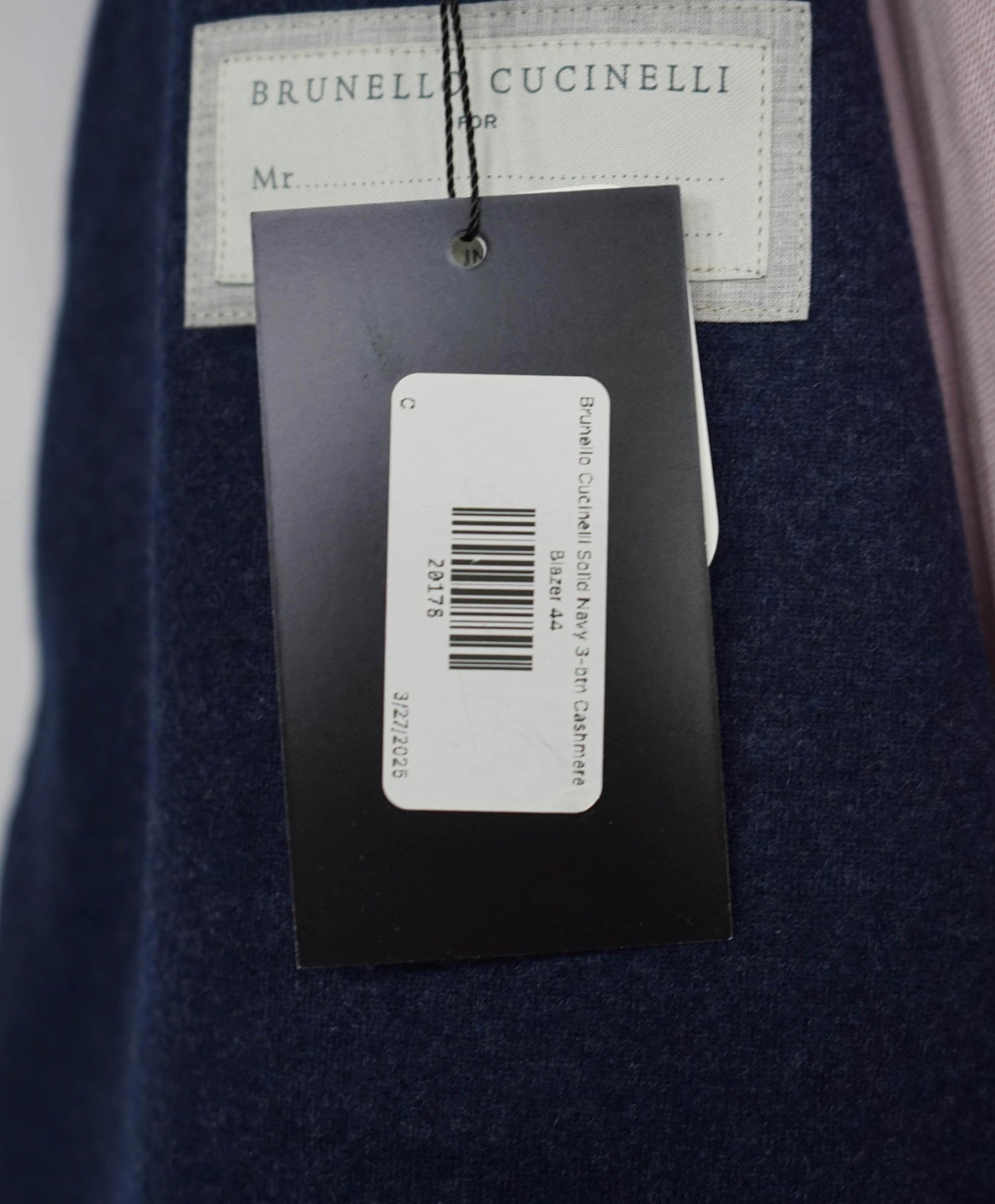 $3,990 Brunello Cucinelli Navy 2/3 Btn Roll 100% Cashmere Blazer 44