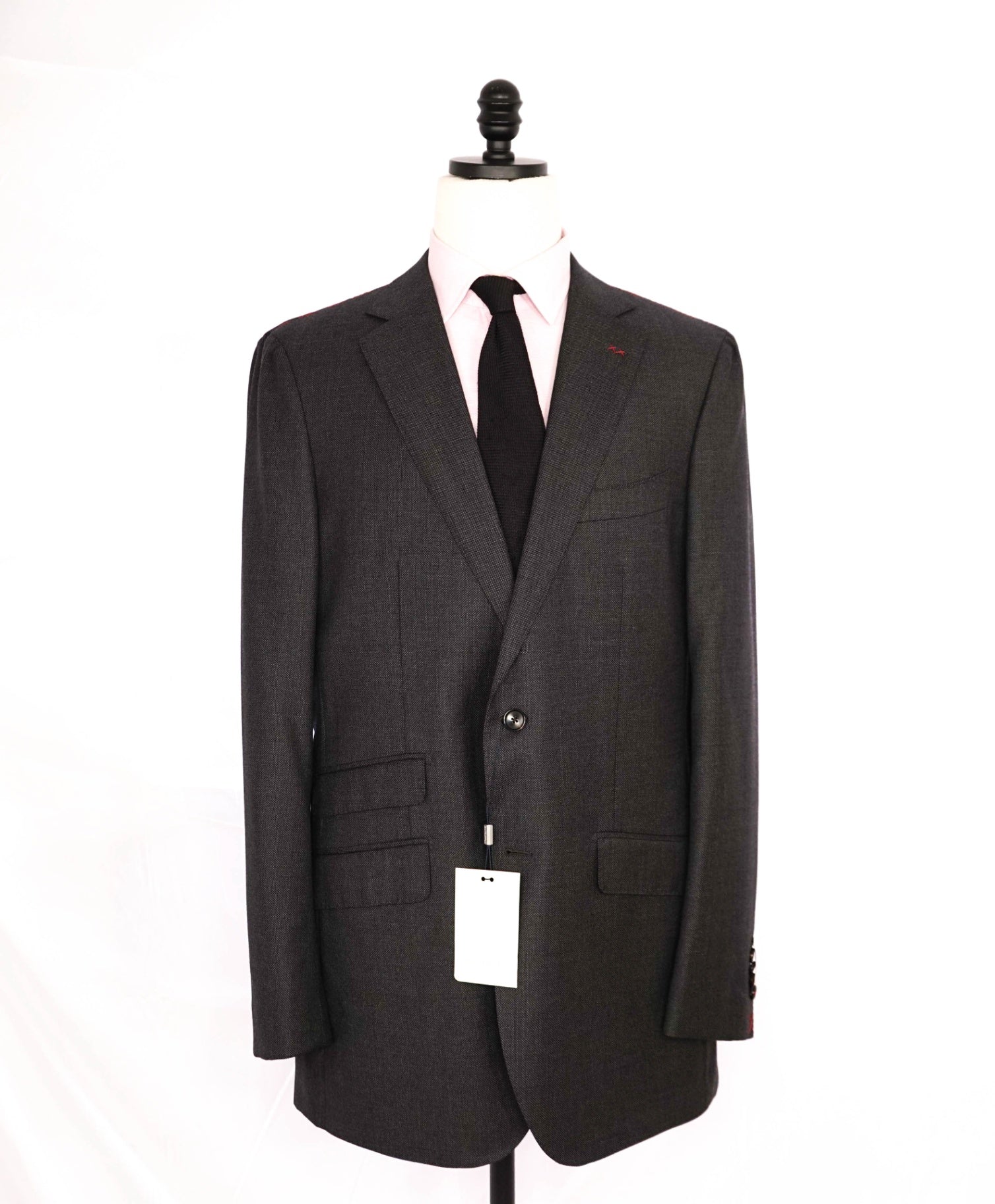 $699 SuitSupply Birdseye Grey "SIENNA" VBC Fabric Wool Suit 46L