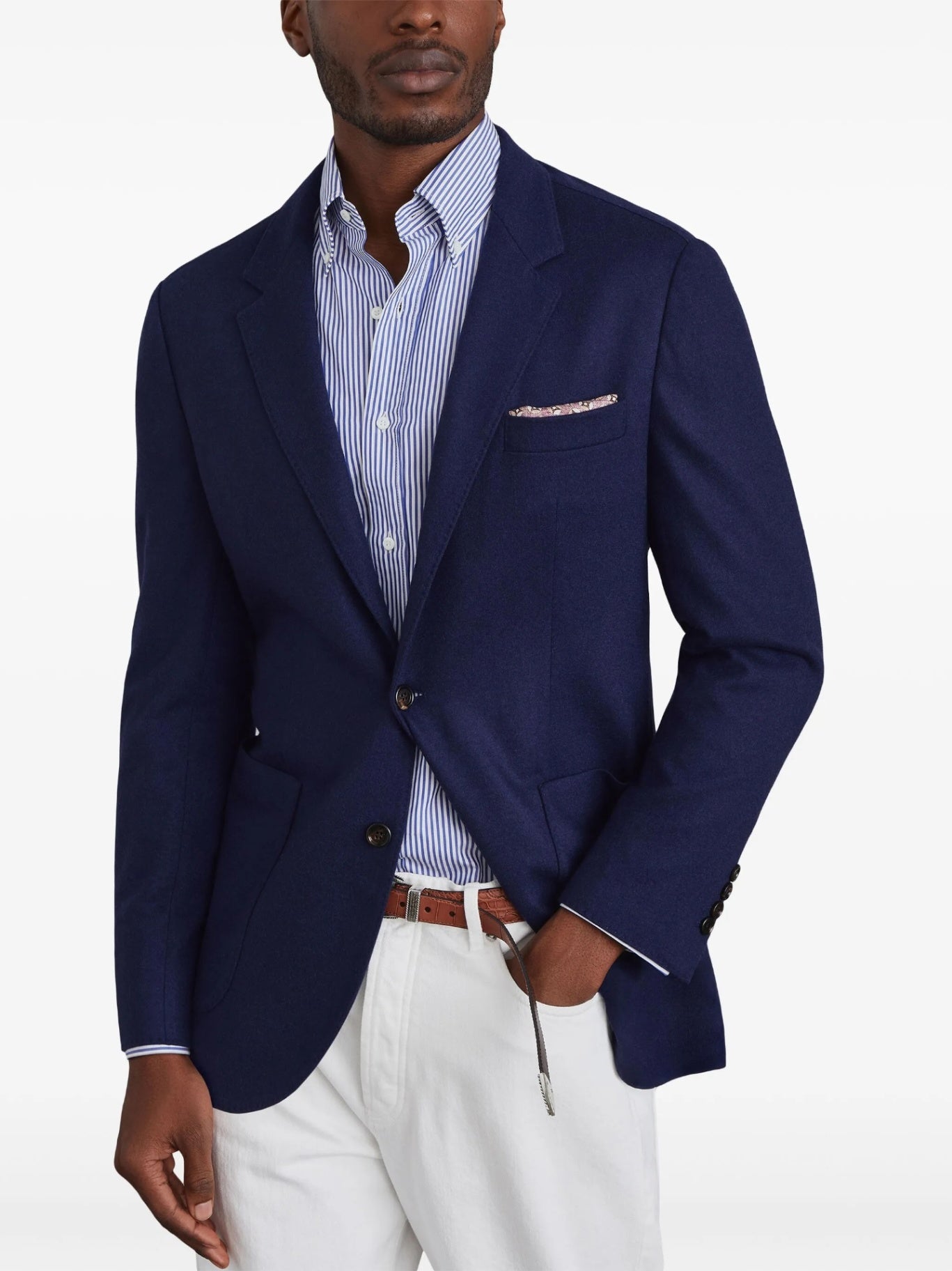 $3,990 Brunello Cucinelli Navy 2/3 Btn Roll 100% Cashmere Blazer 44