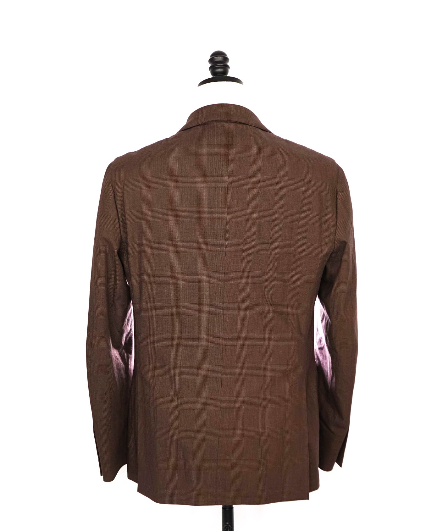 $2,250 Lardini Wool/Cotton Blend Check Brown Unlined Suit 40R