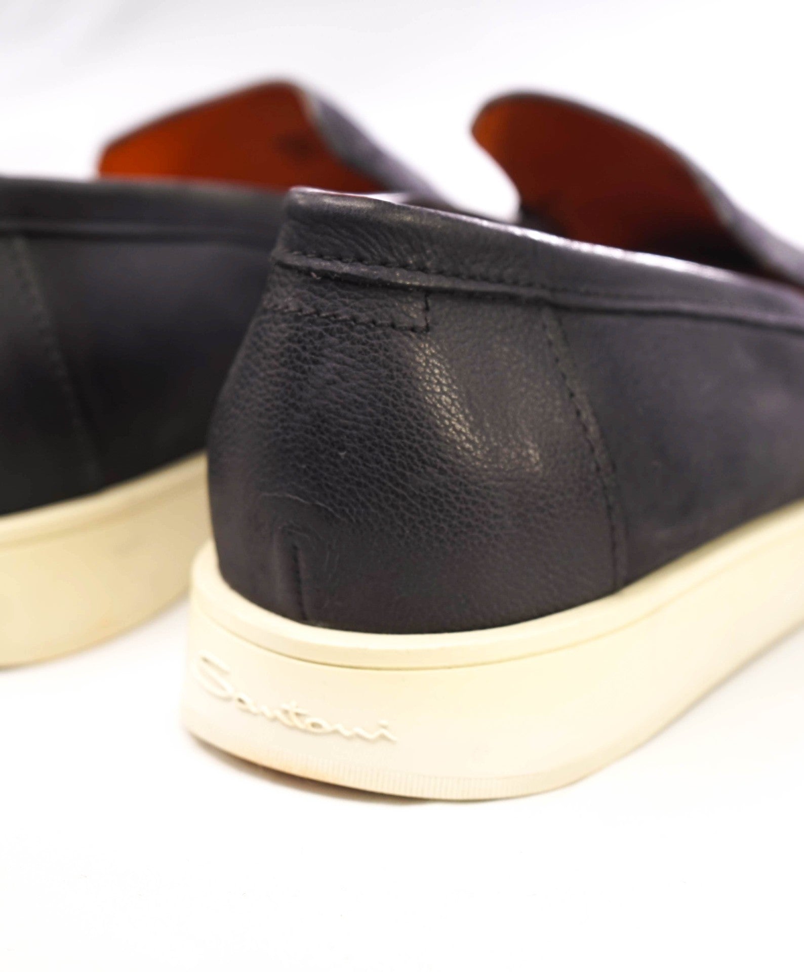$700 Santoni "BODYWORK" Grey Pebbled Loafers Leather U.S. 10