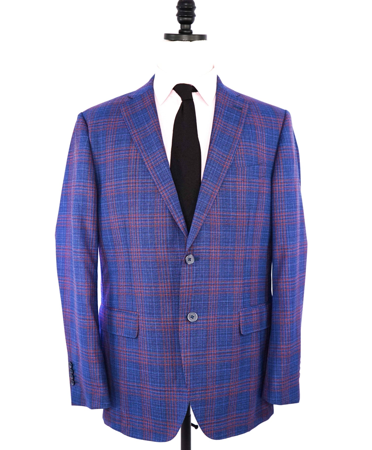 $995 Saks Fifth Avenue Blue/Red Check Wool Blazer 44R