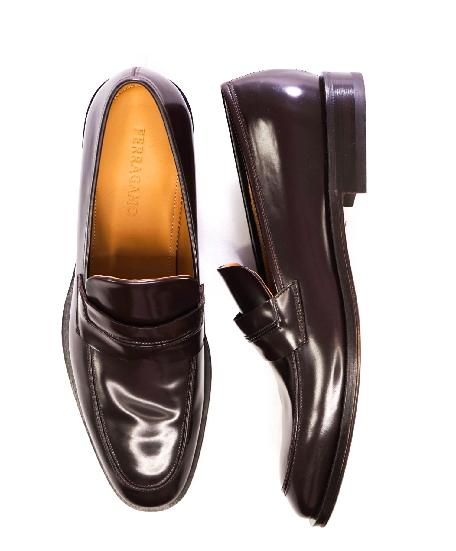 $930 Ferragamo "FELIPE" Brown MOC PENNY Loafers Leather 9 D