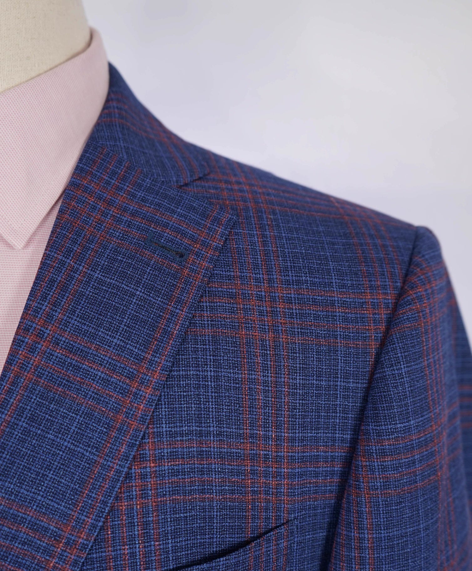 $995 Saks Fifth Avenue Blue/Red Check Wool Blazer 44R