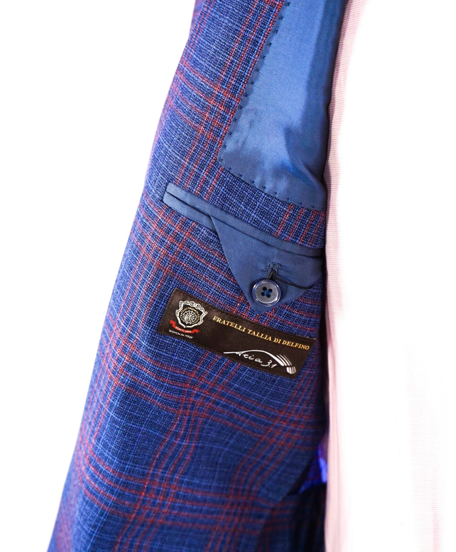 $995 Saks Fifth Avenue Blue/Red Check Wool Blazer 44R