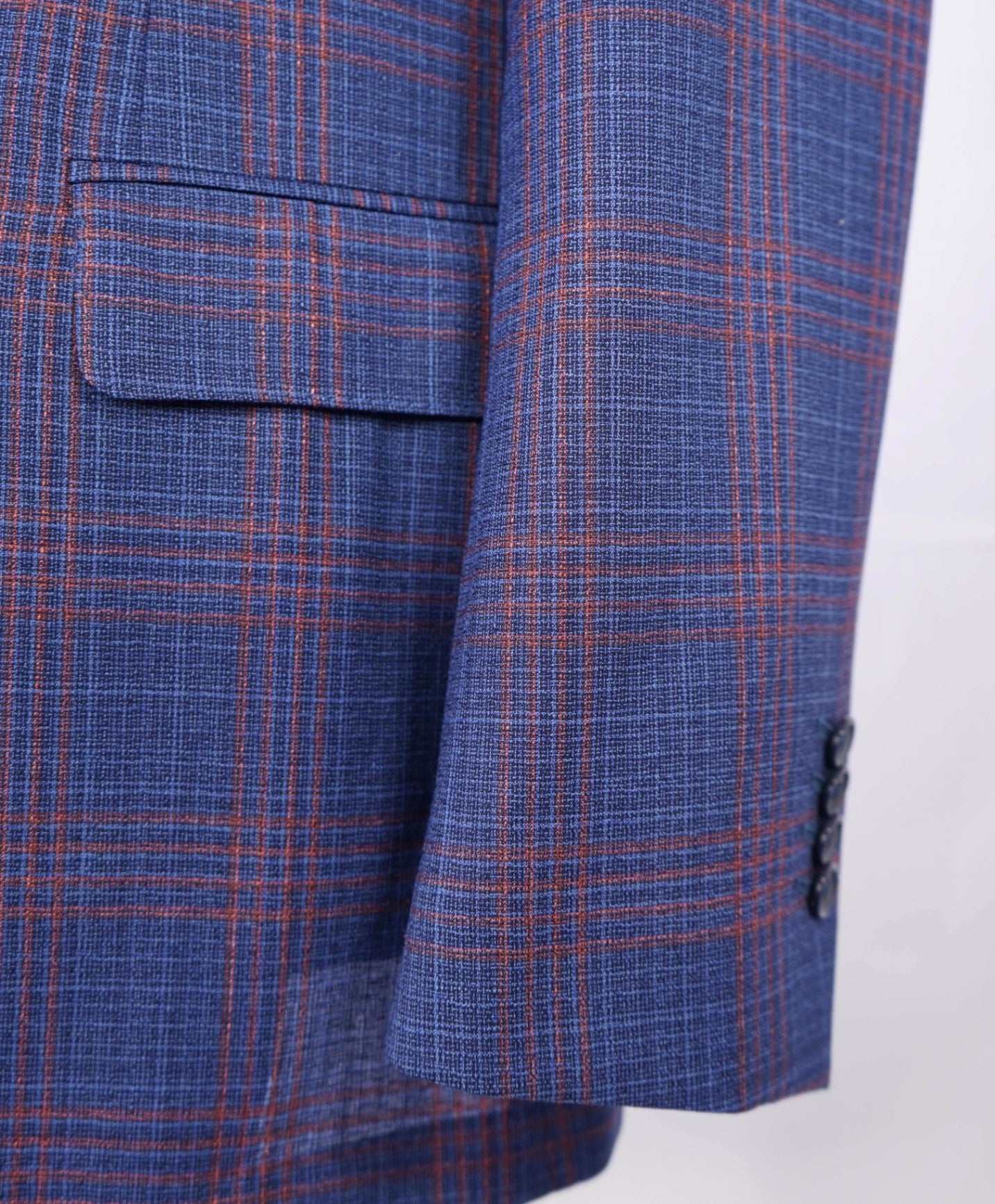 $995 Saks Fifth Avenue Blue/Red Check Wool Blazer 44R