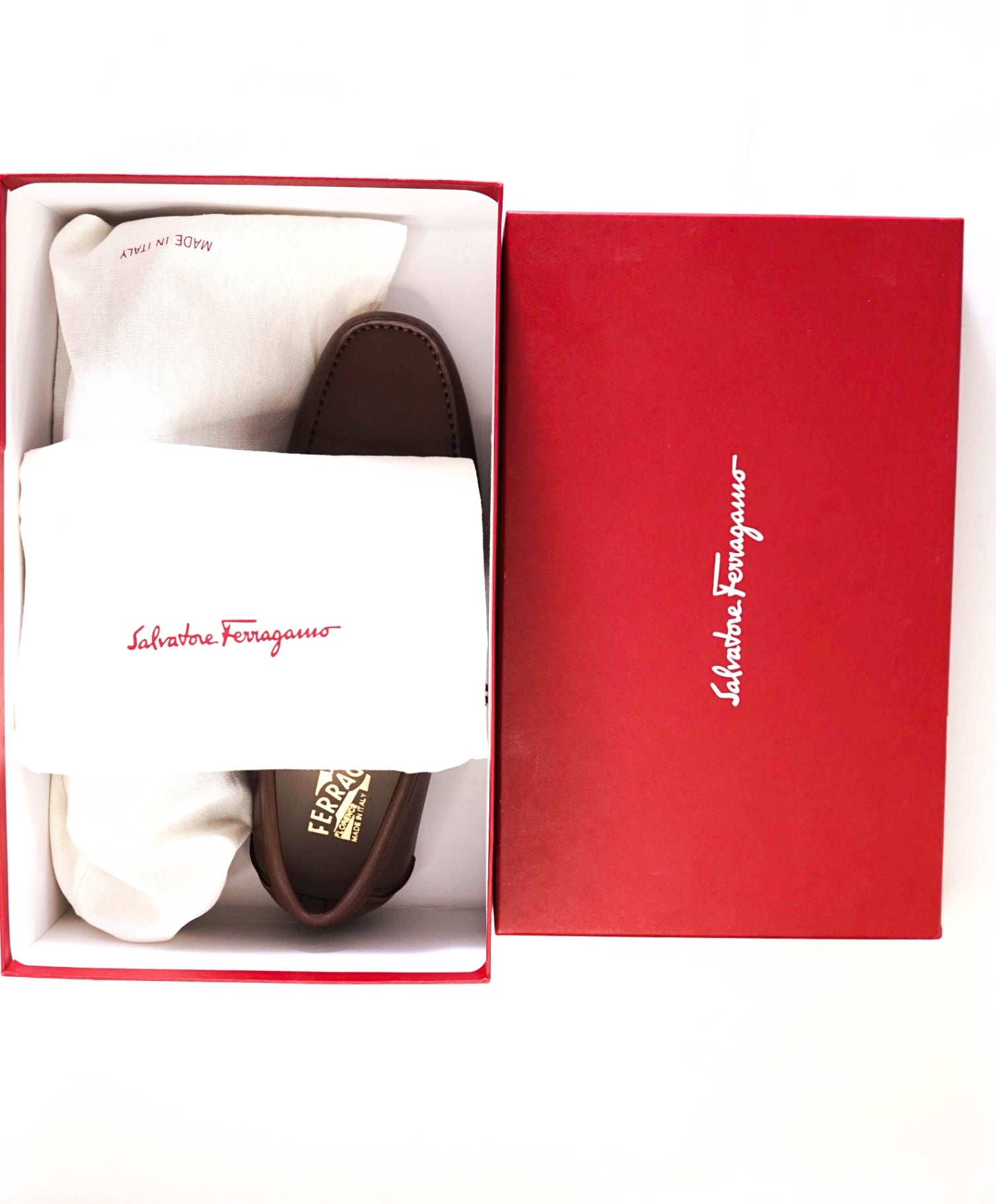 Salvatore Ferragamo "FRONT" Brown *Gold/Brown Reversible Buckle* 8.5 EE