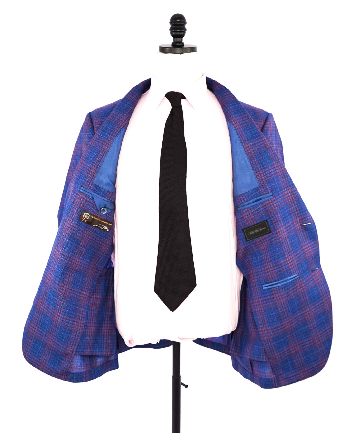 $995 Saks Fifth Avenue Blue/Red Check Wool Blazer 44R