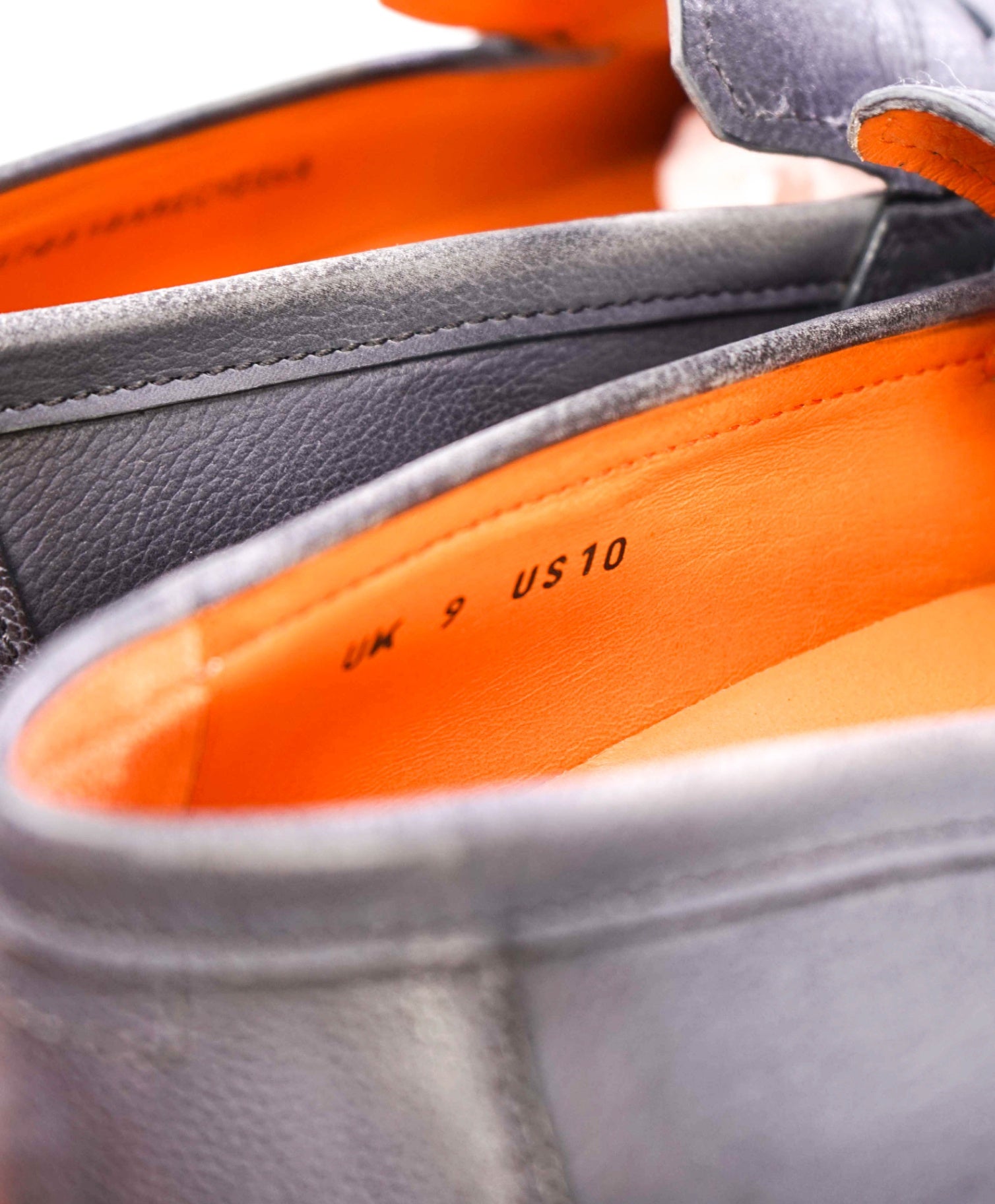 $700 Santoni "BODYWORK" Grey Pebbled Loafers Leather U.S. 10